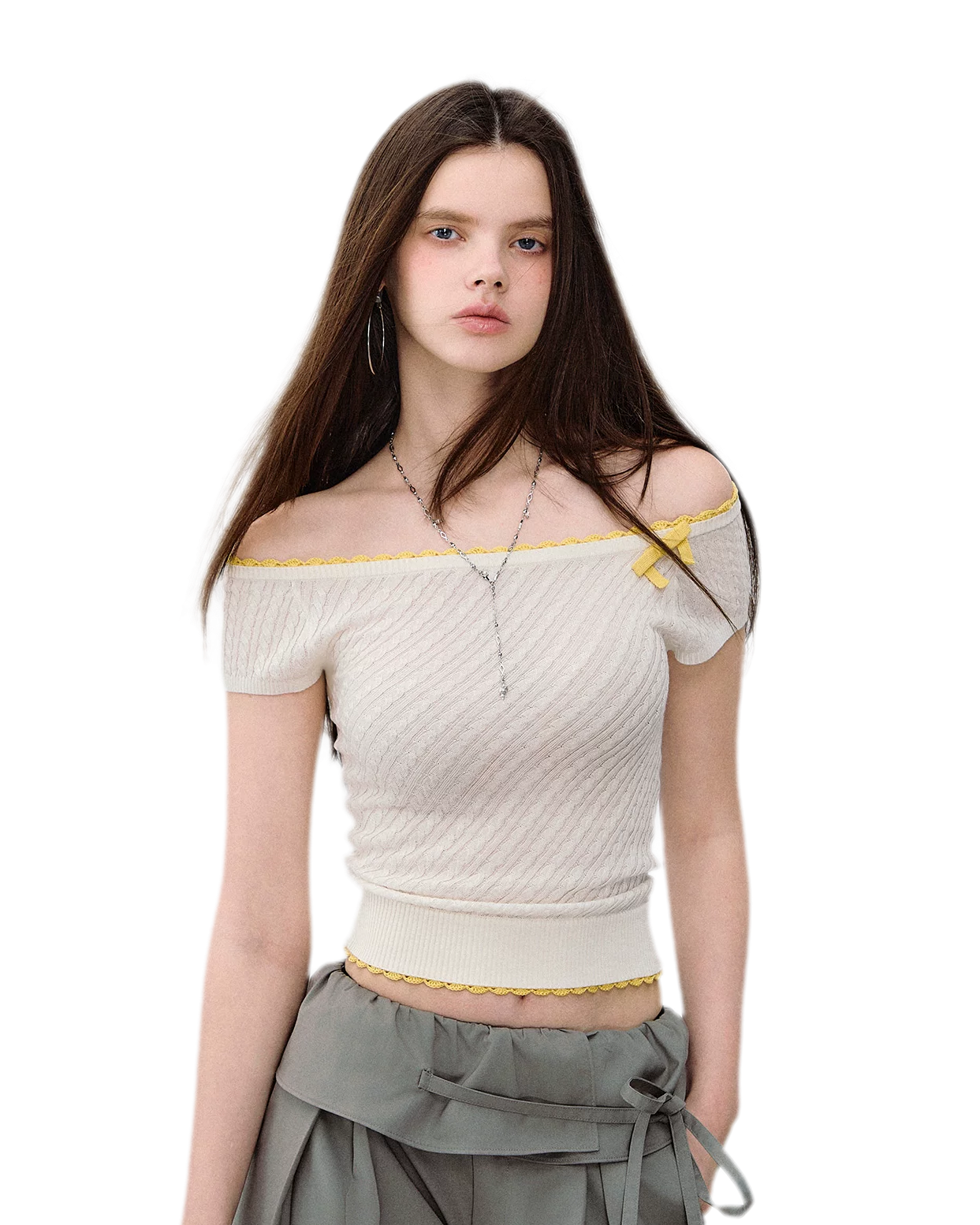 Off-Shoulder Knit Tee