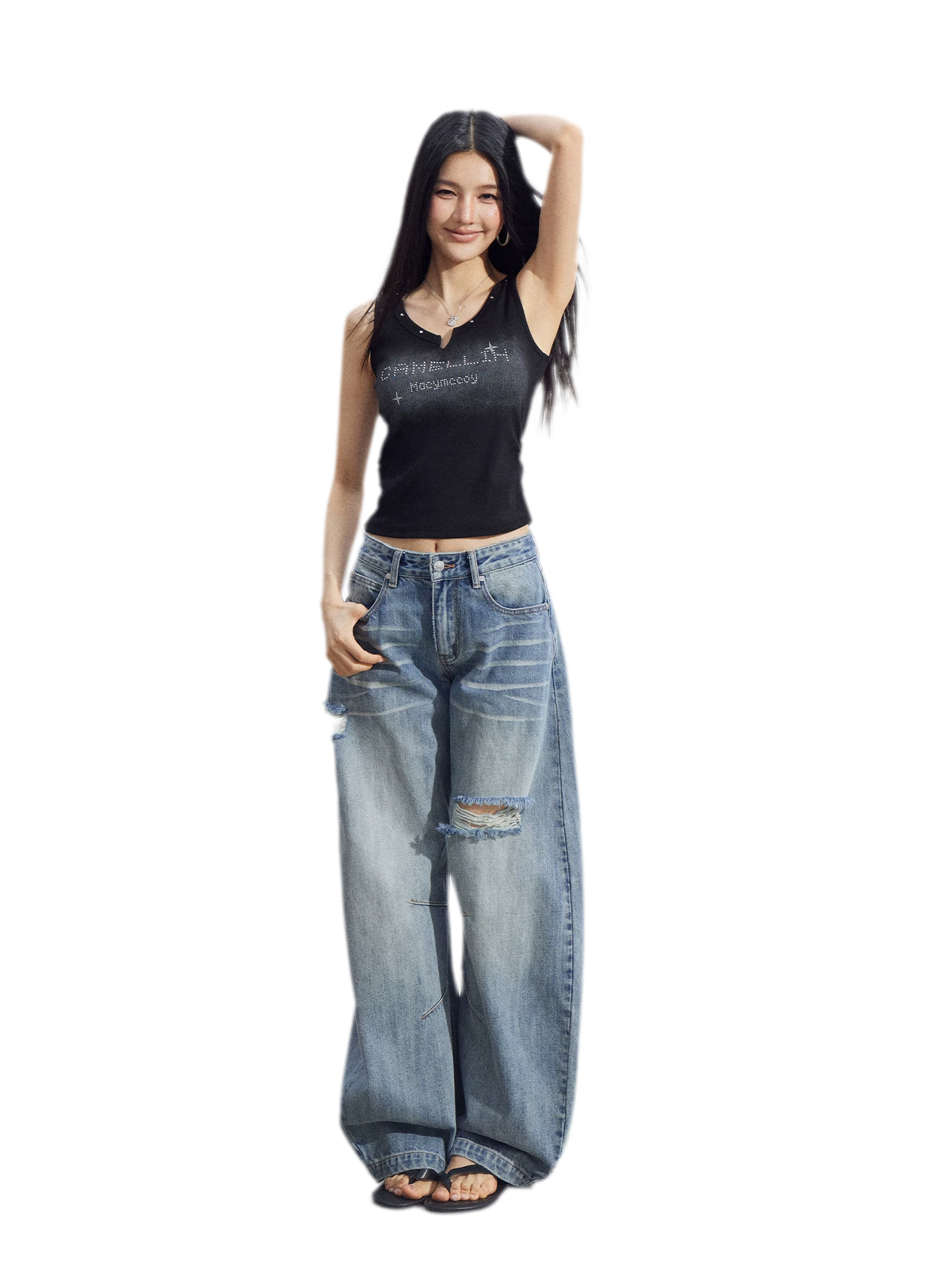 Rhinestone V-Neck Tank