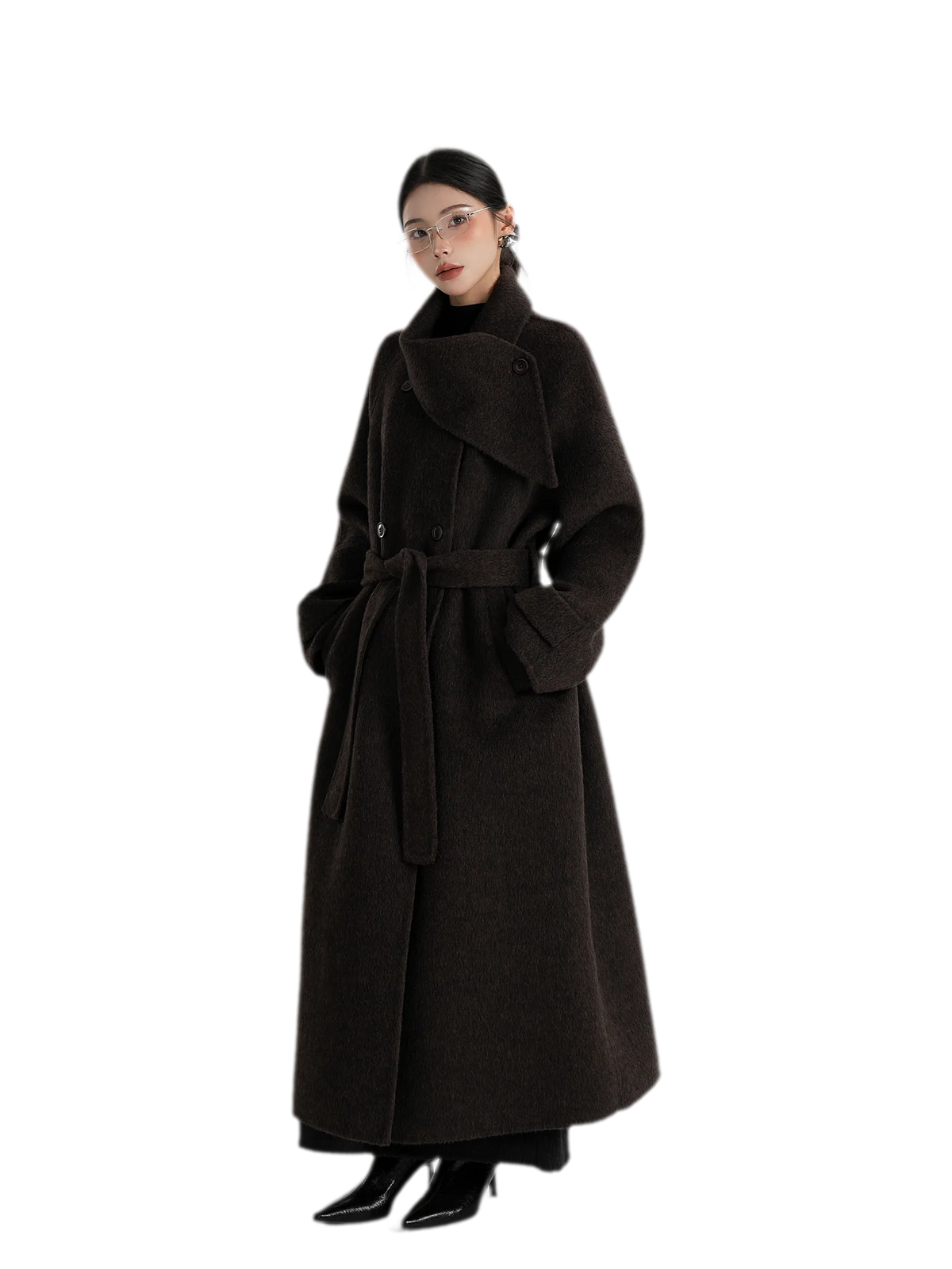 Handstitched Shawl Collar Wool Coat