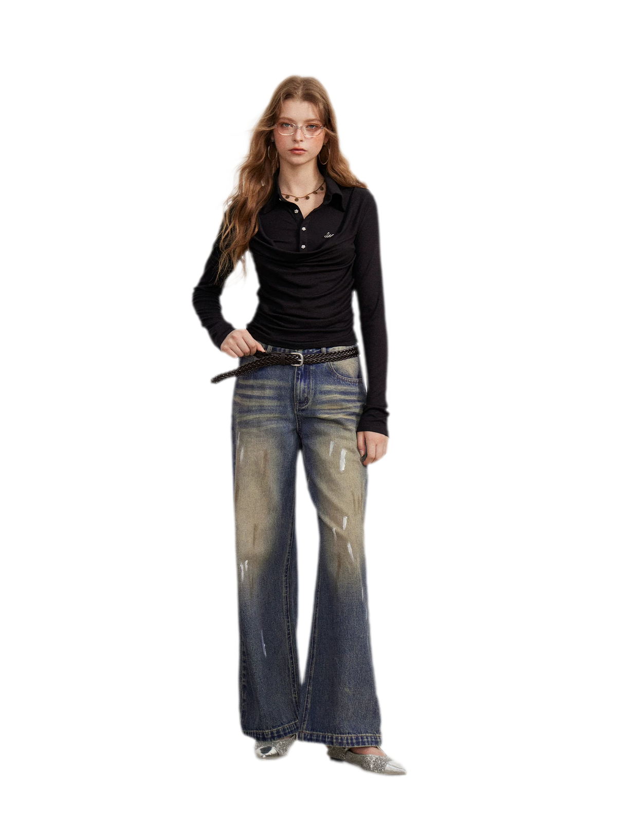 Ruched Layered Polo Top