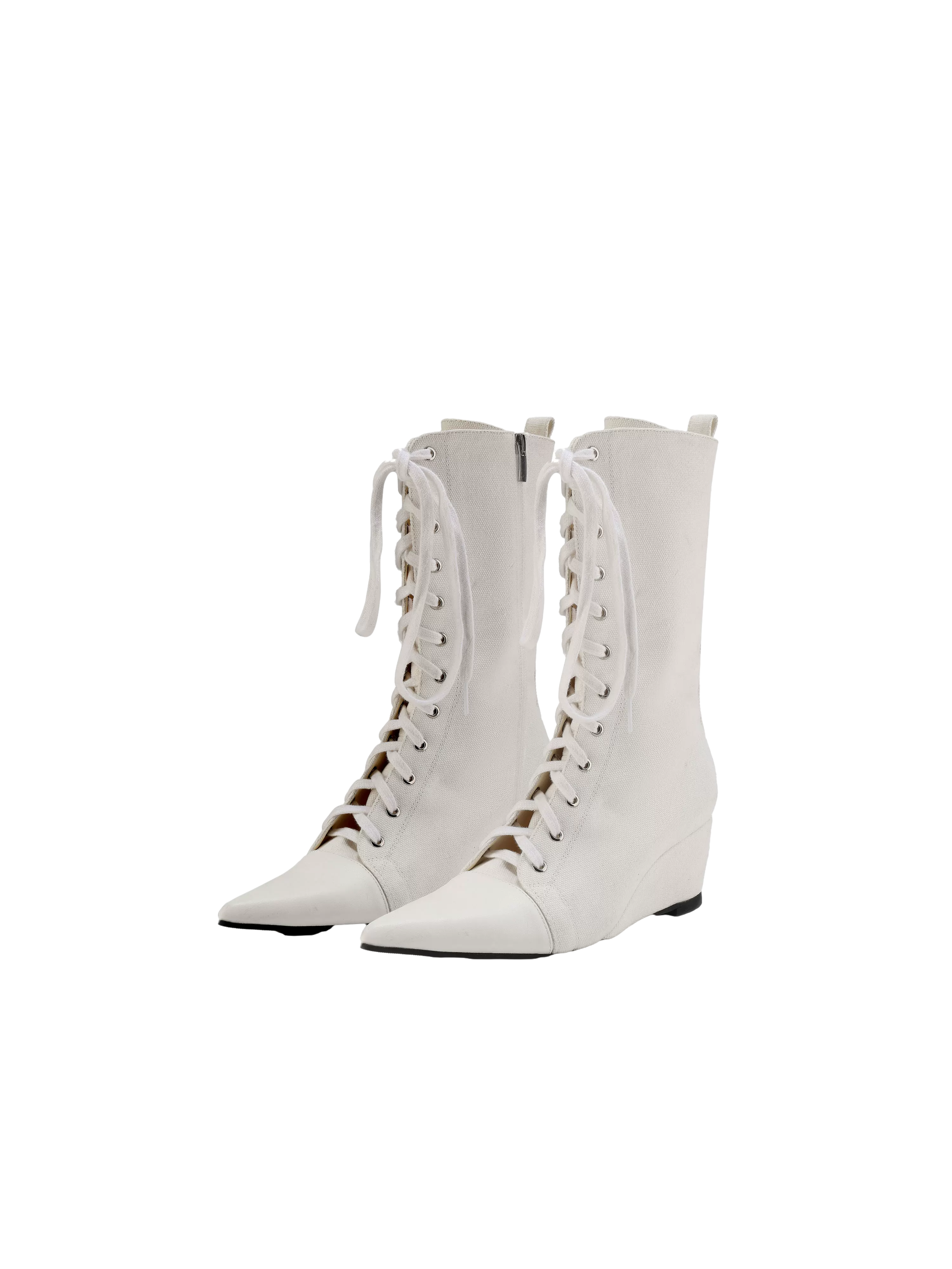 Canvas Pointed Toe Boots