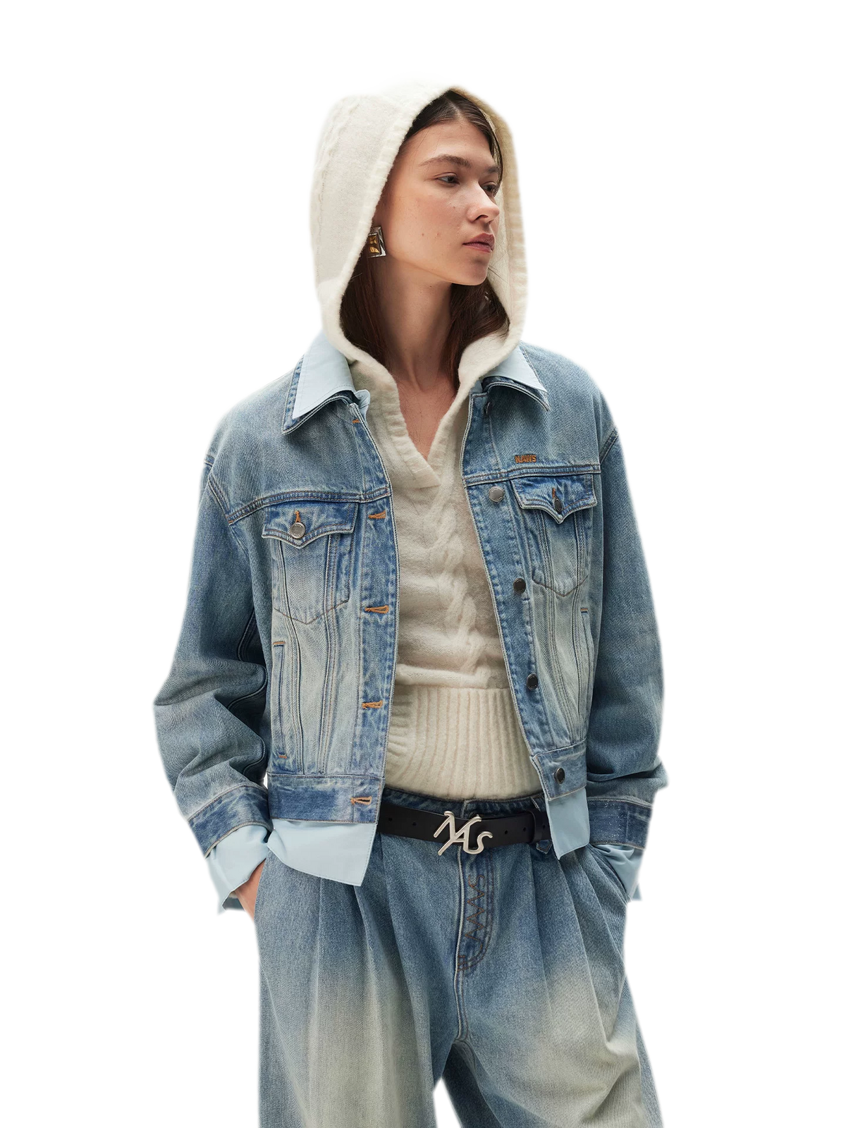 Alpaca Cable-Knit Hooded Sweater