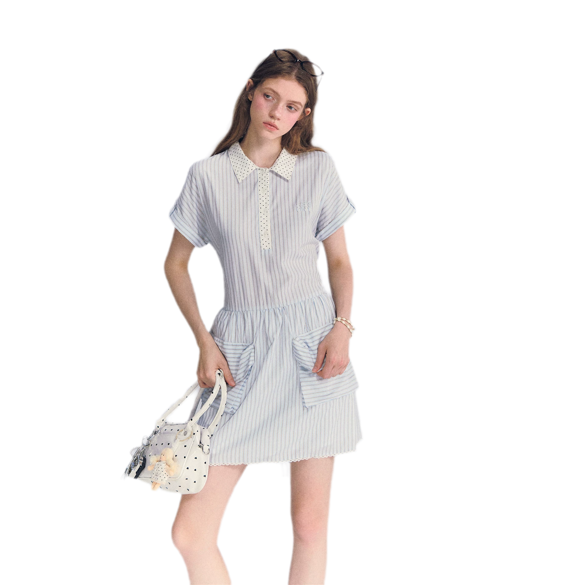 Striped Lace Trim Dress