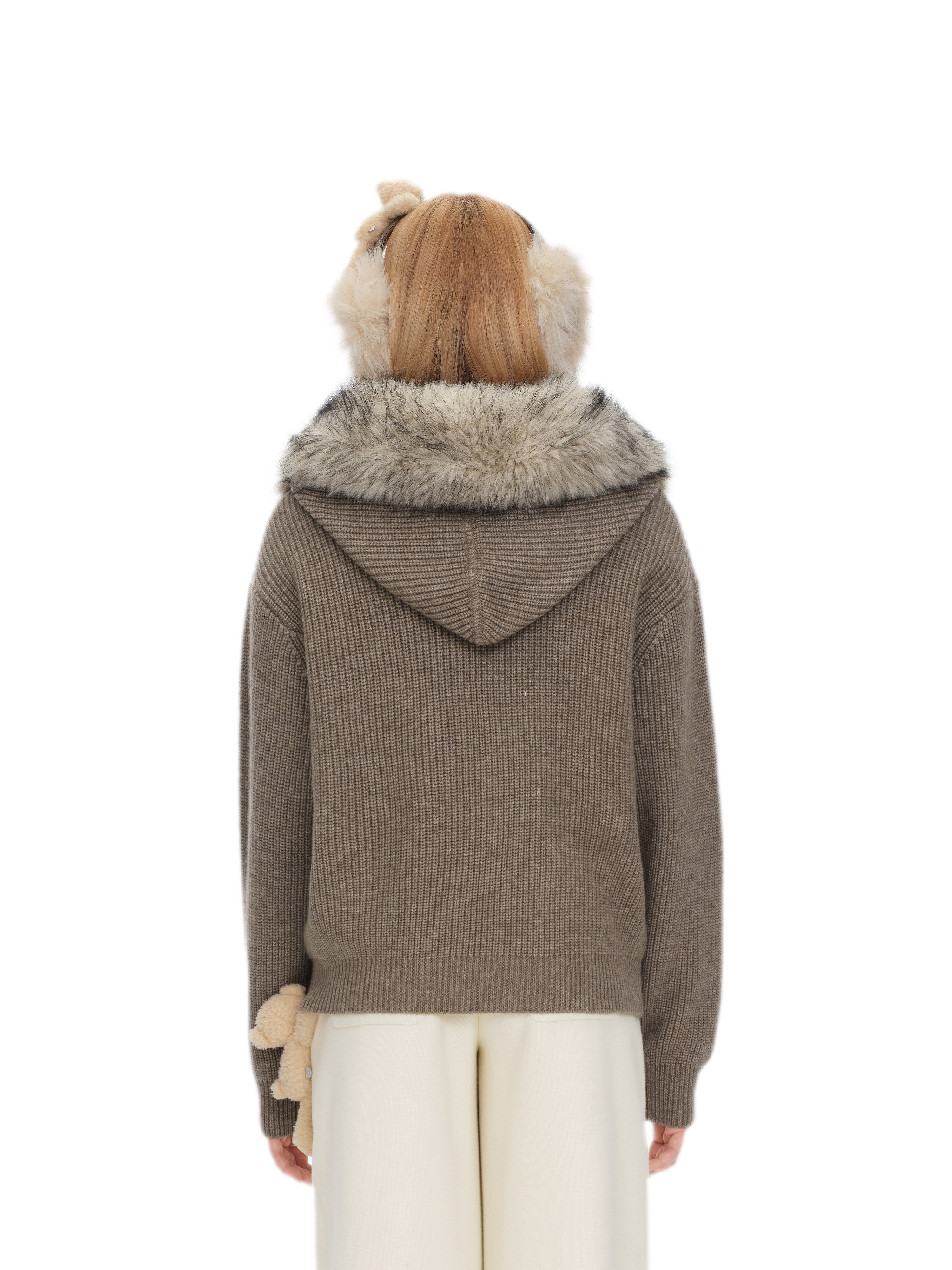 Pom-Pom Hooded Knit Sweater