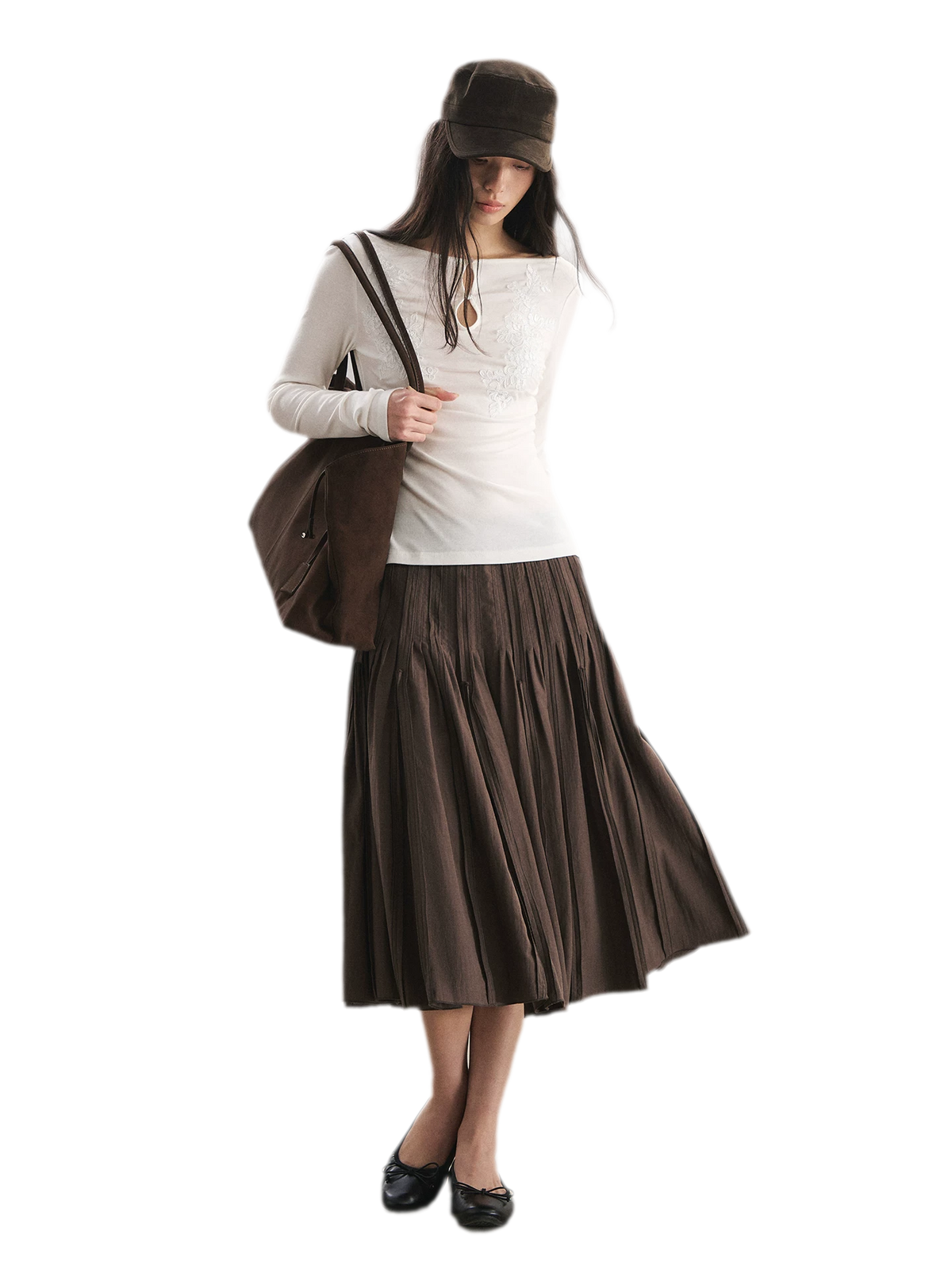 Top en maille Tencel brodé avec découpes