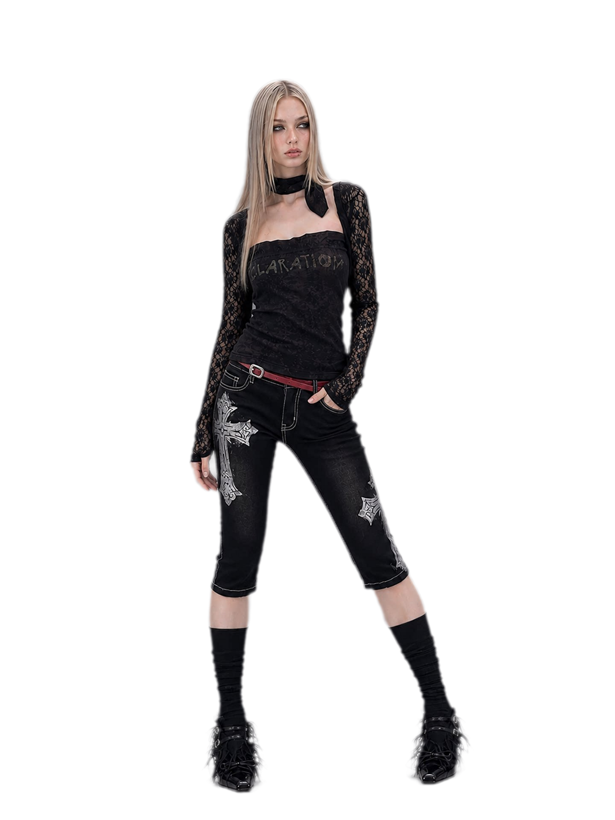 Lace Fitted Long Sleeve Top