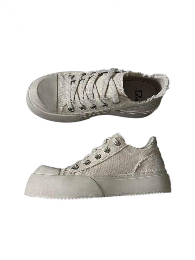 Distressed Platform Canvas Sneakers