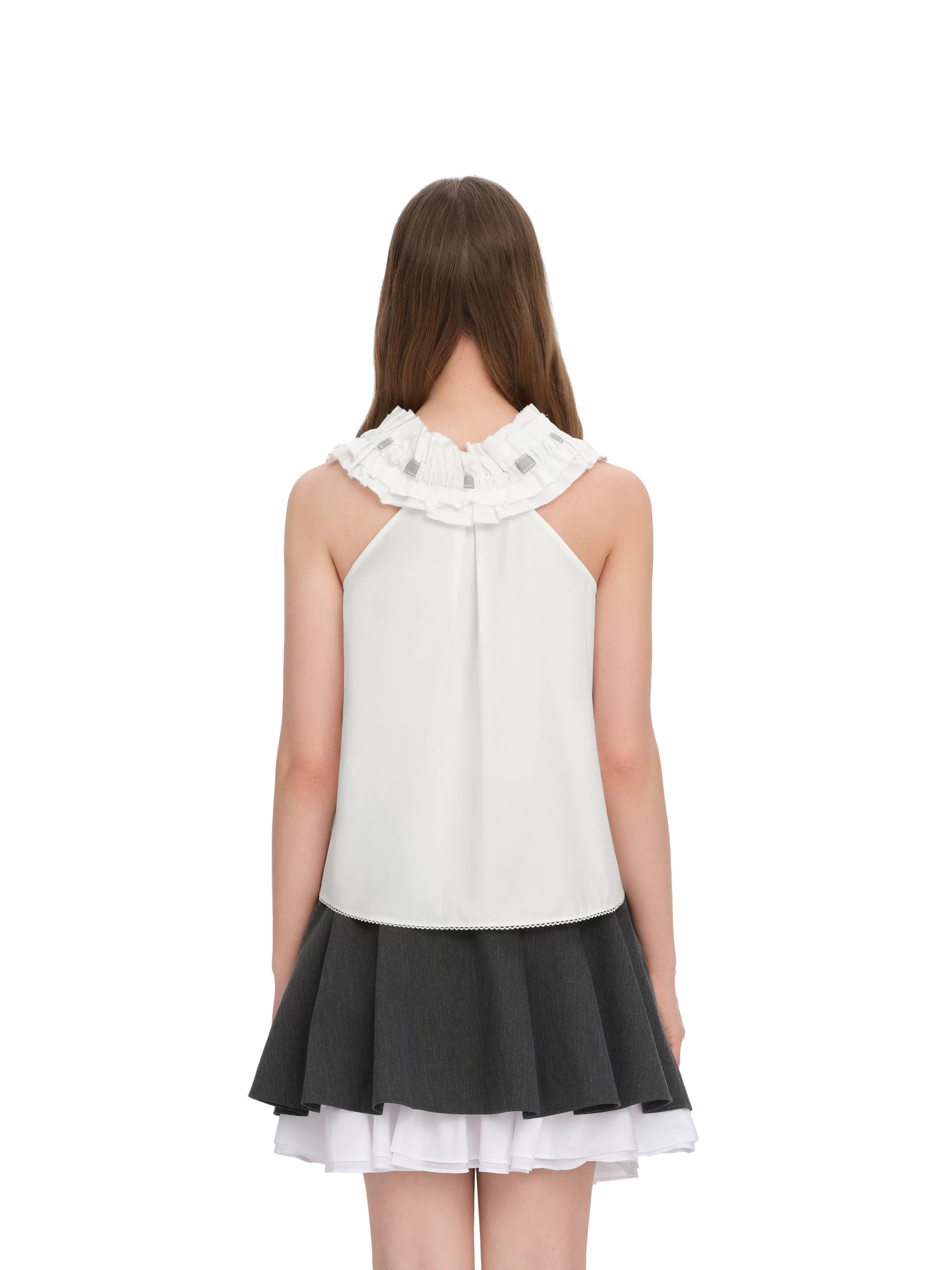 Spring/Summer 2026 White Ruched Lace Camisole