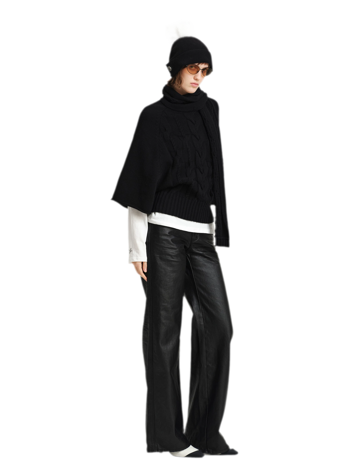 Kabelstrick-Cape-Pullover