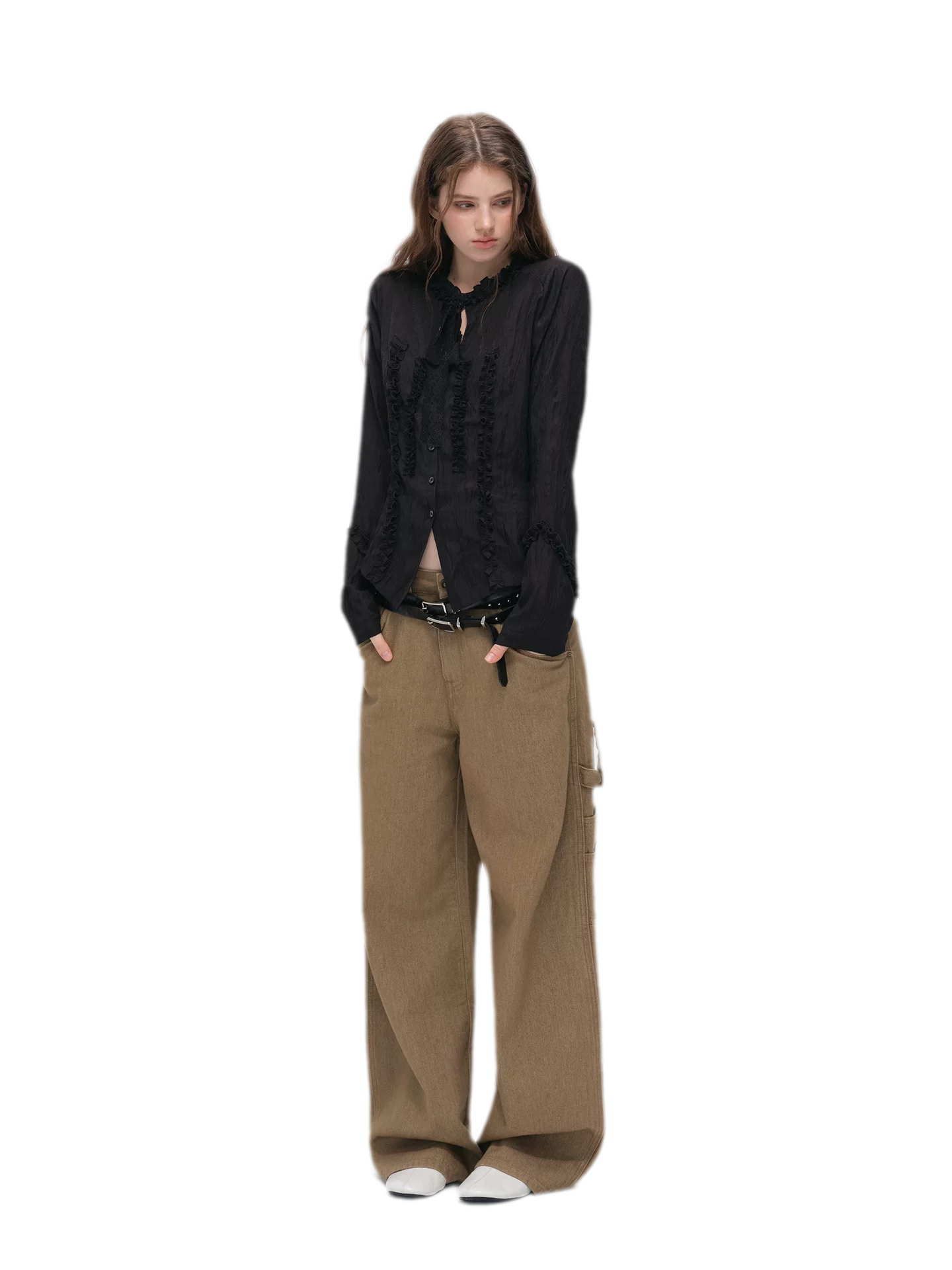 Textured Lace Waist-Shaped Shirt