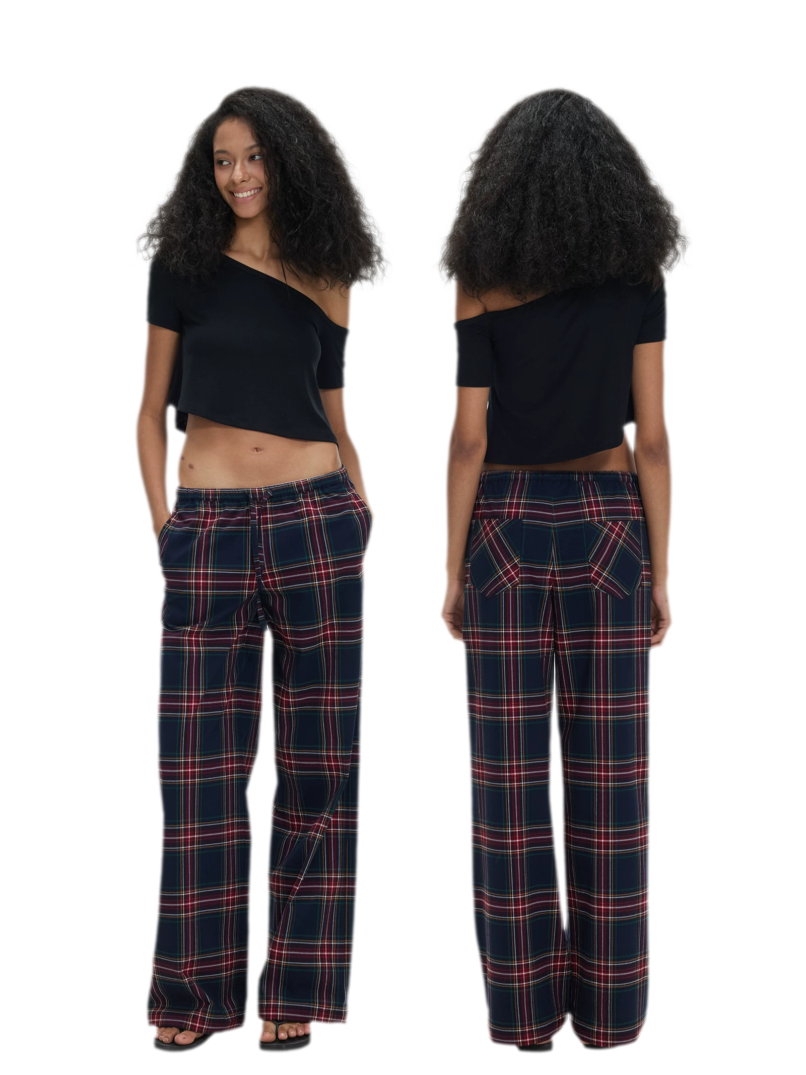 Vintage Plaid Low-Rise Bottoms