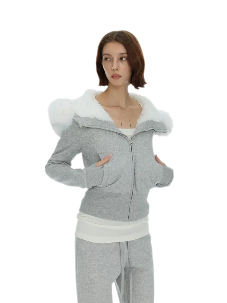 Detachable Fur Collar Hoodie Jacket