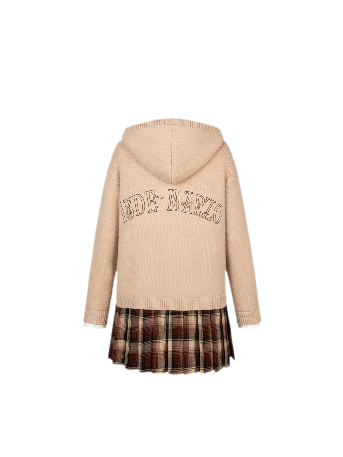 Strukturiertes plissiertes Schul-Strickkleid