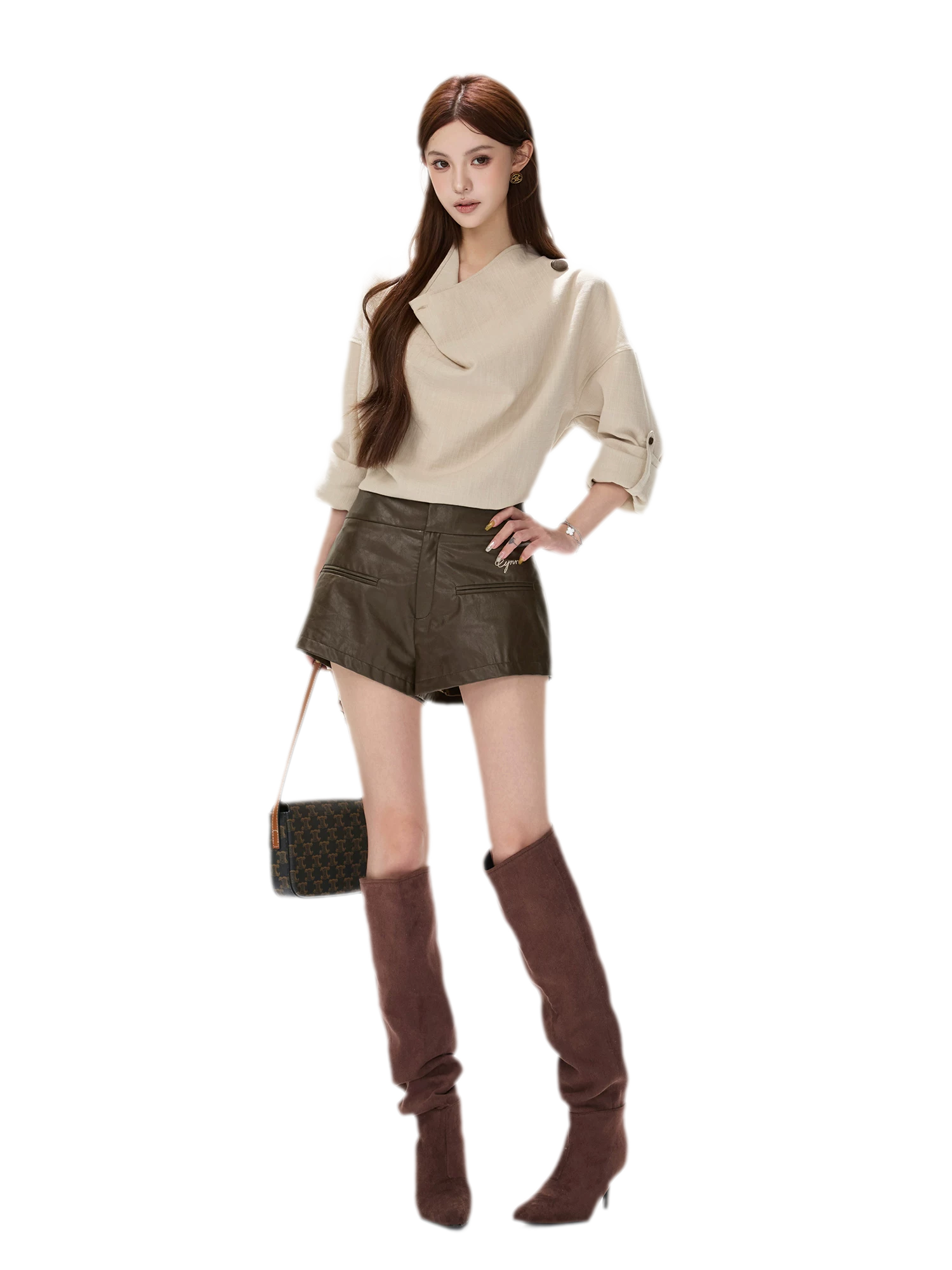 Matte PU High-Waisted Shorts