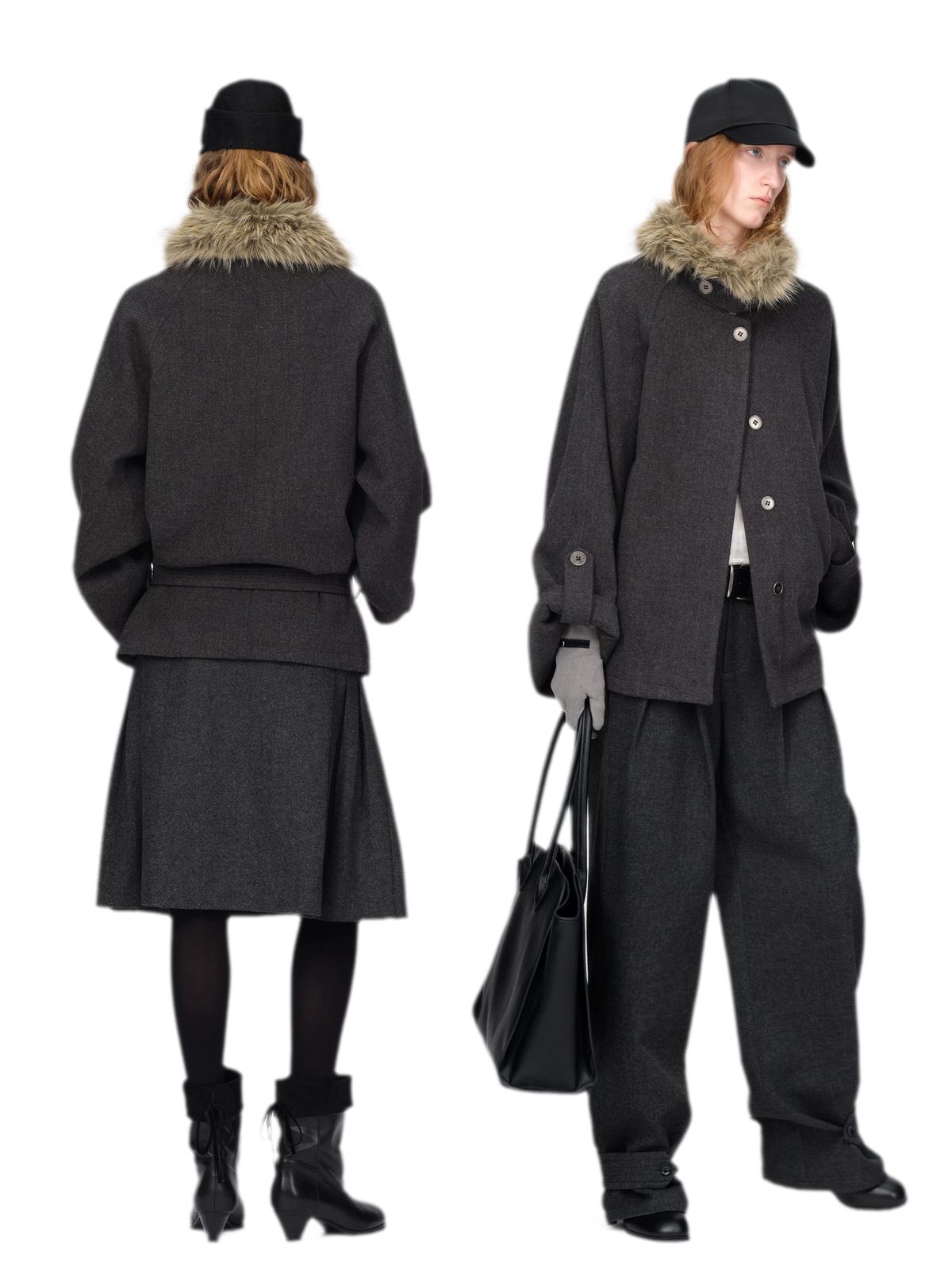 Manteau en mélange de laine à manches cloche