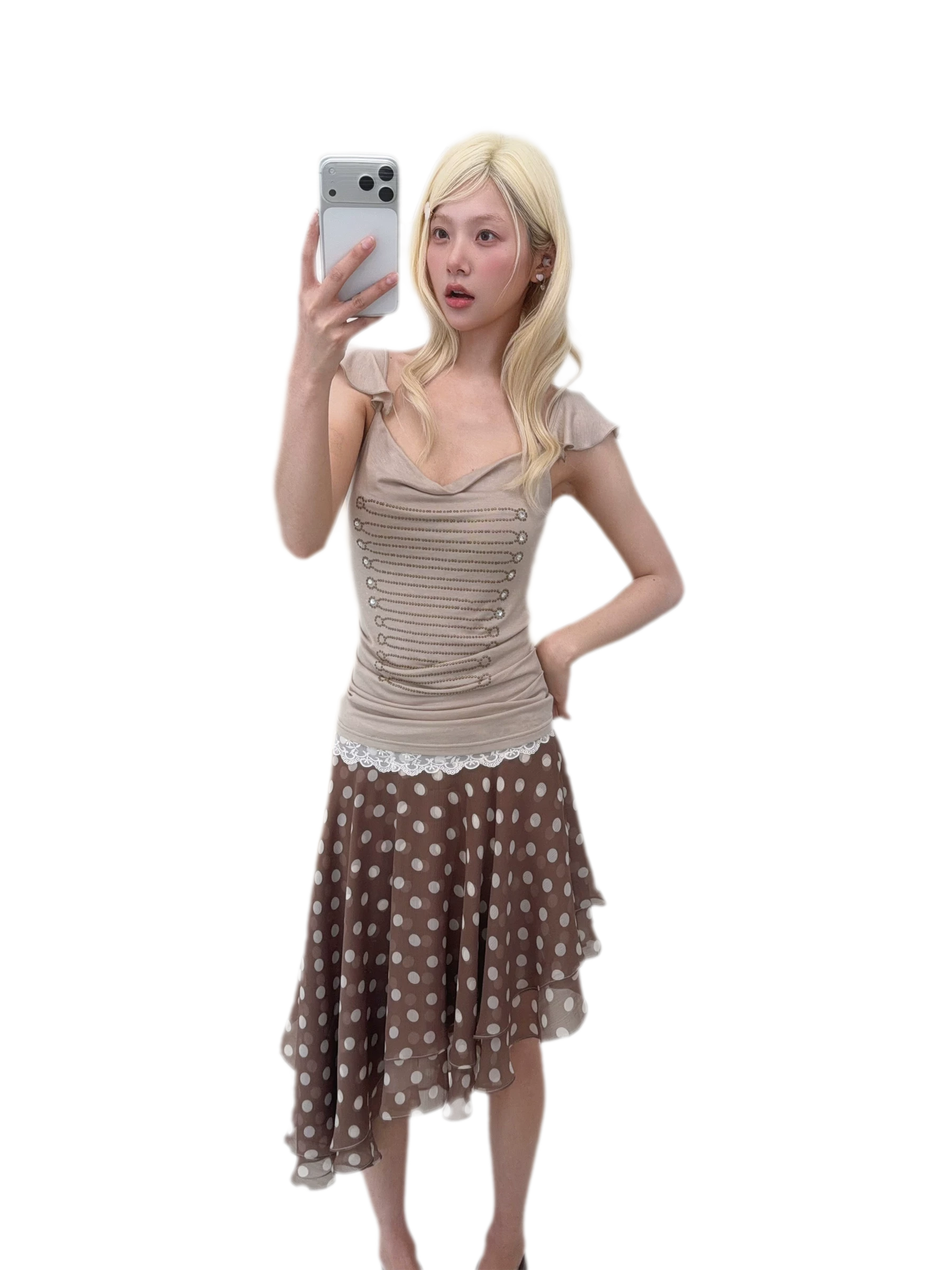 Ruffled Rhinestone Camisole
