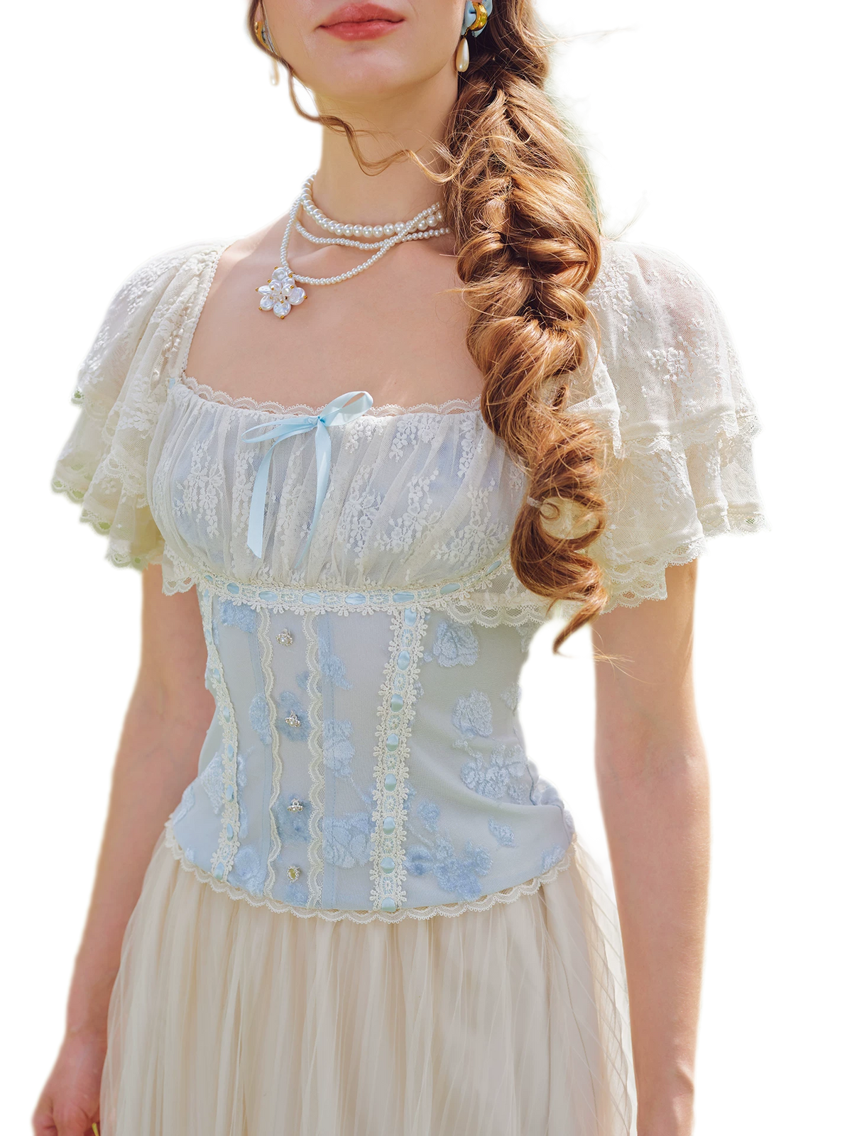 Lace Ruffle Fitted Top