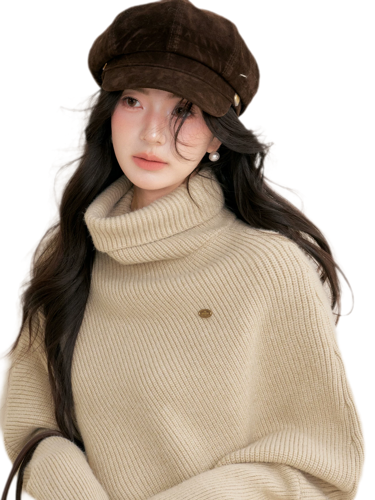 High Neck Poncho Sweater
