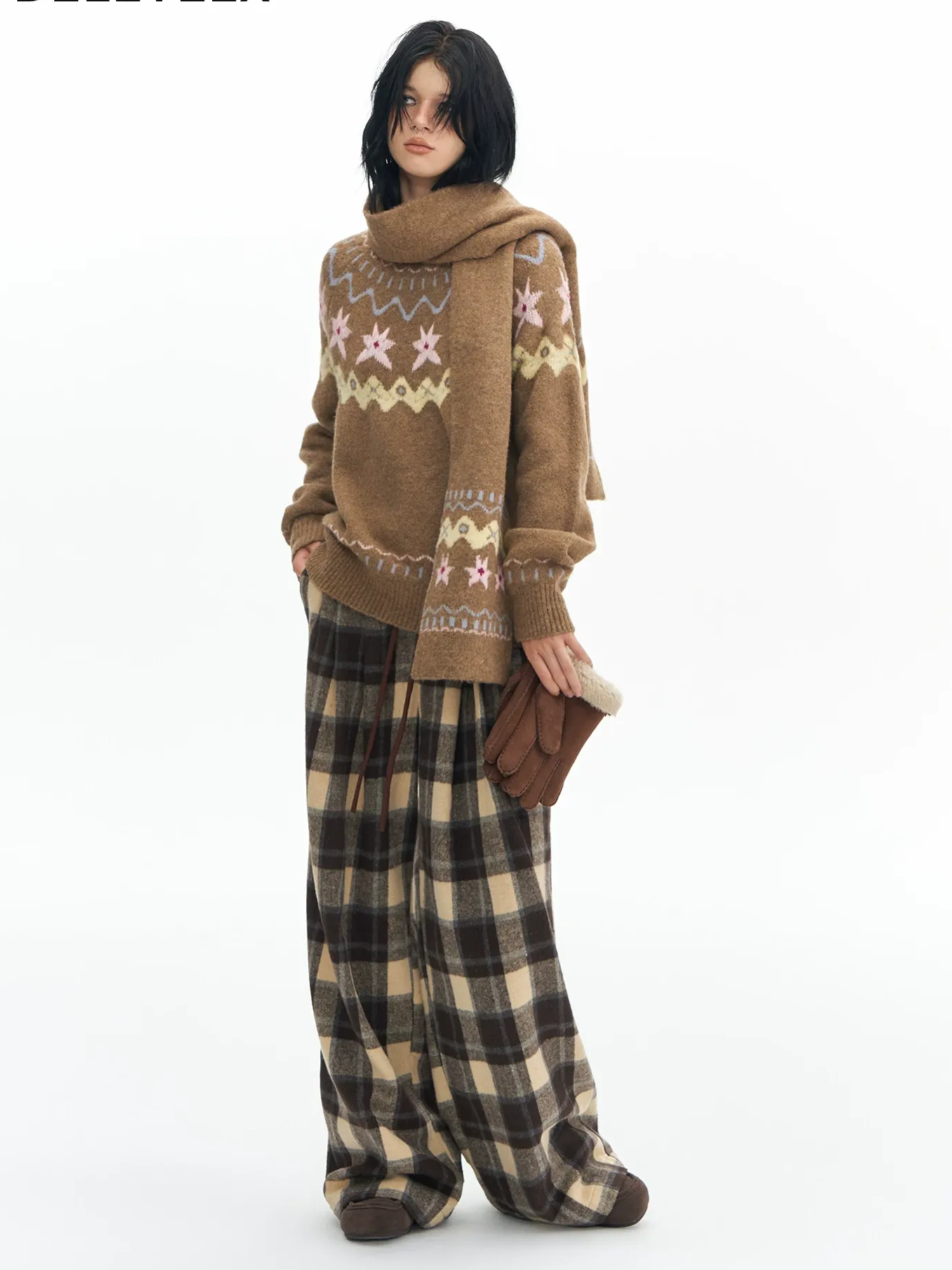 Plaid Wide-Leg Pants