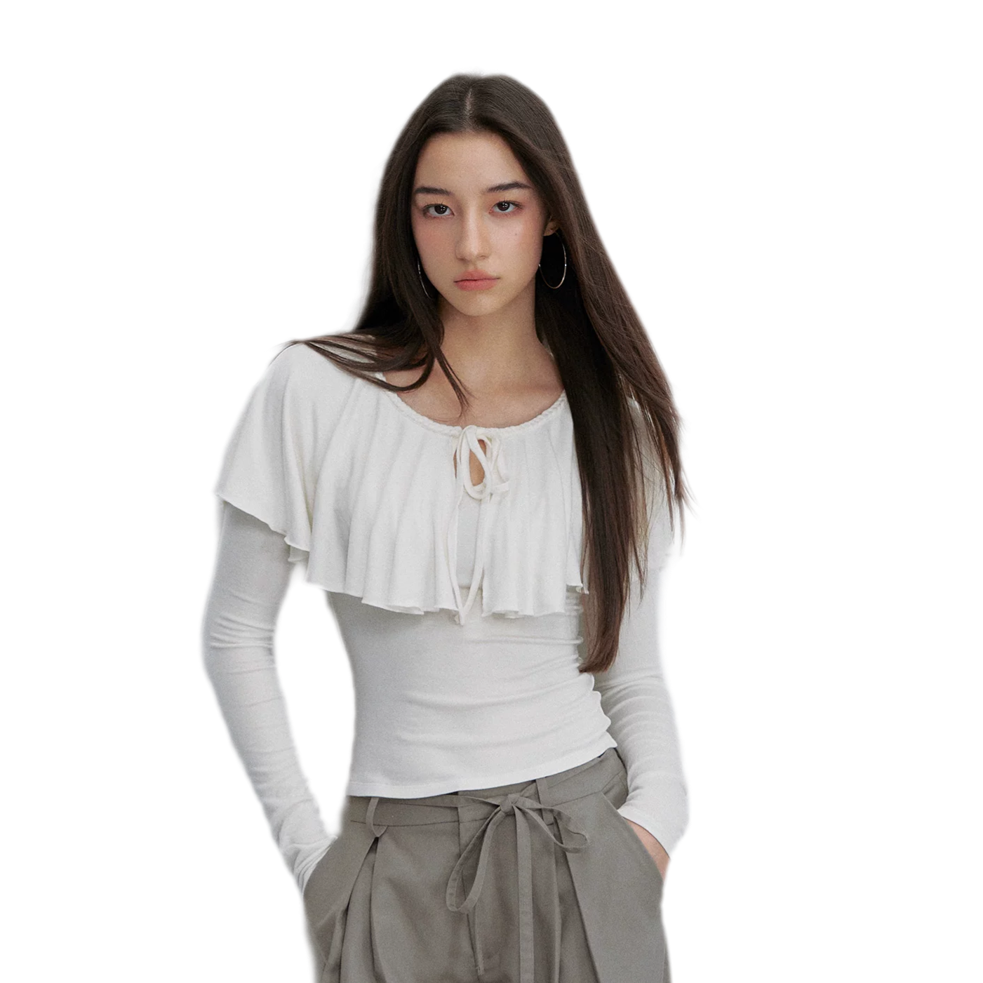 Tie-Neck Ruffle Top