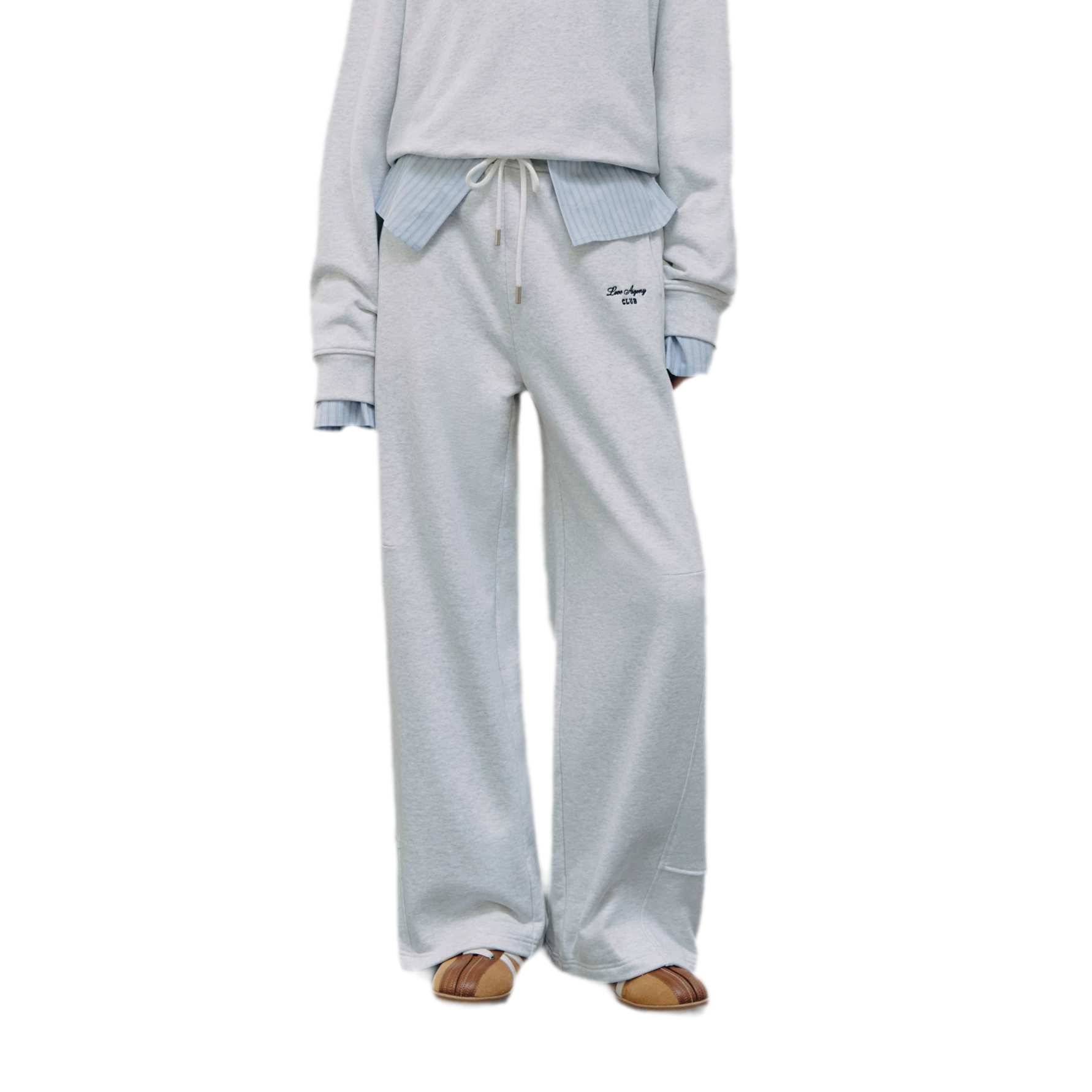 Cotton Curved Wide-Leg Pants