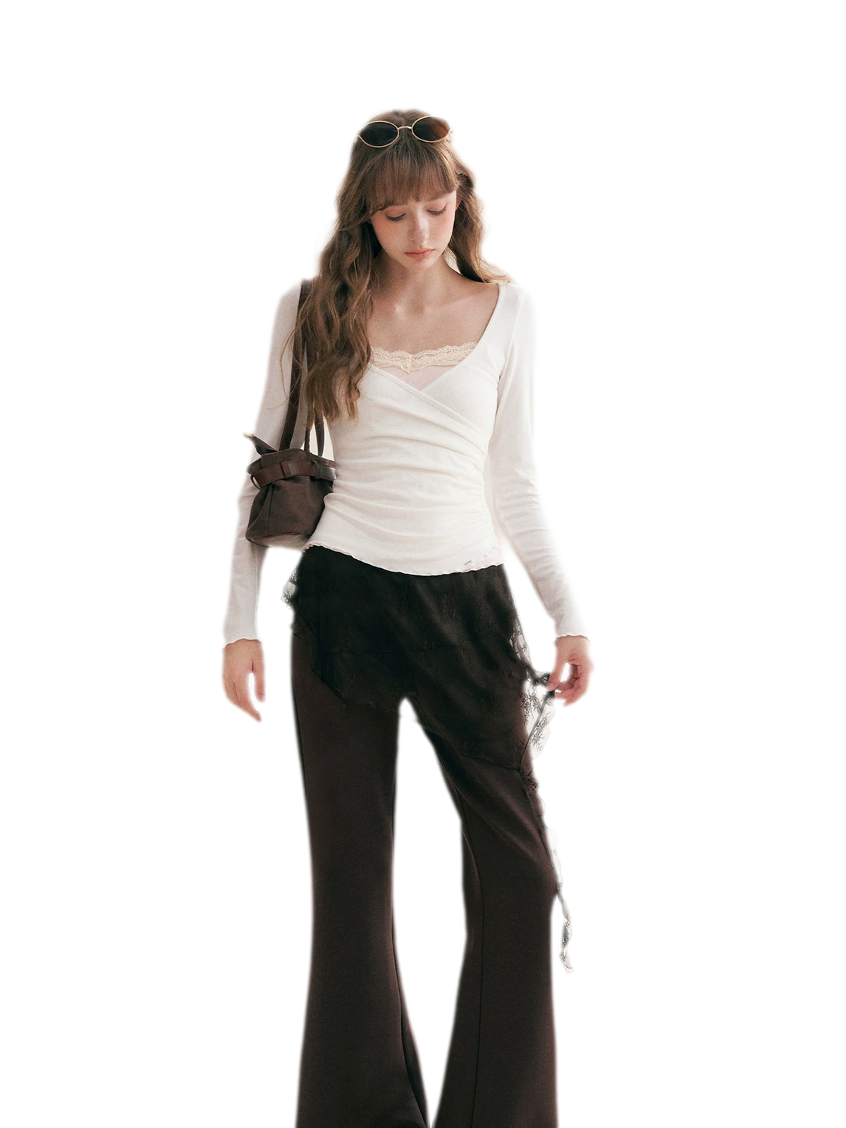 Lace Crossover Slim T-Shirt