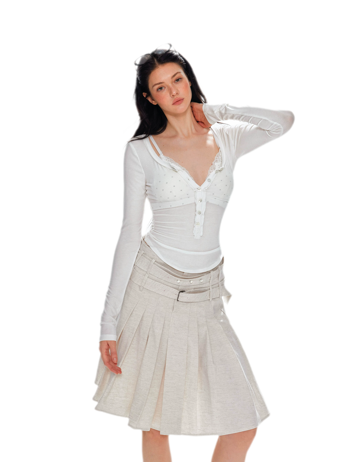 Lyocell Ruched Long Sleeve Top
