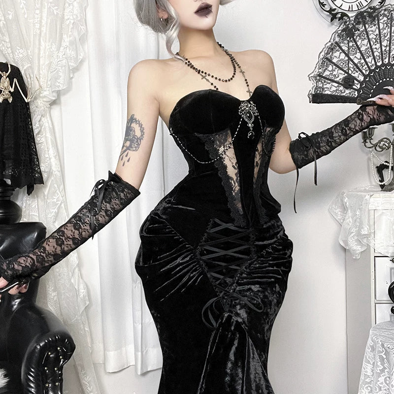 Bộ ren nhung Gothic