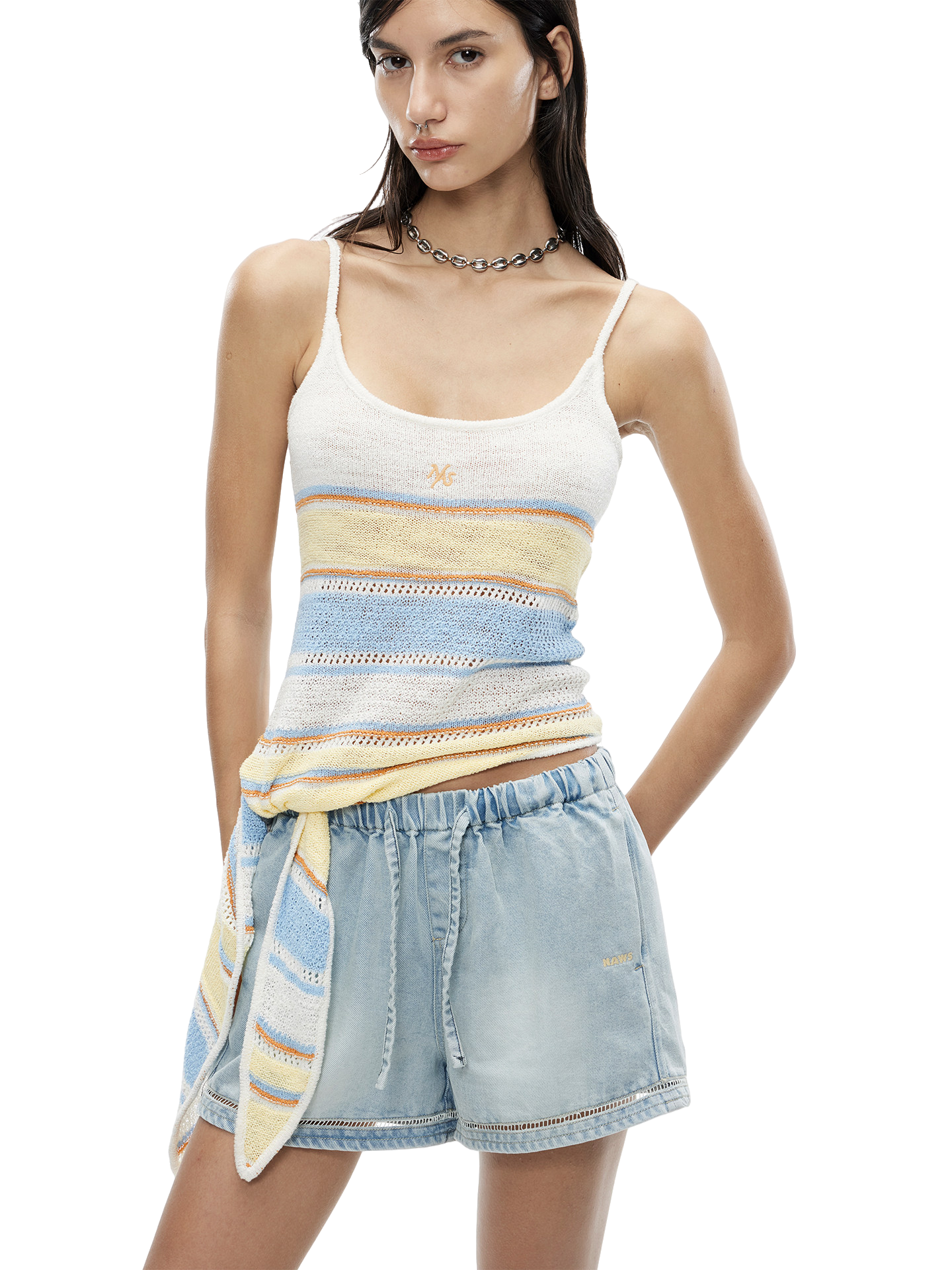 Marfi Striped Spliced Camisole