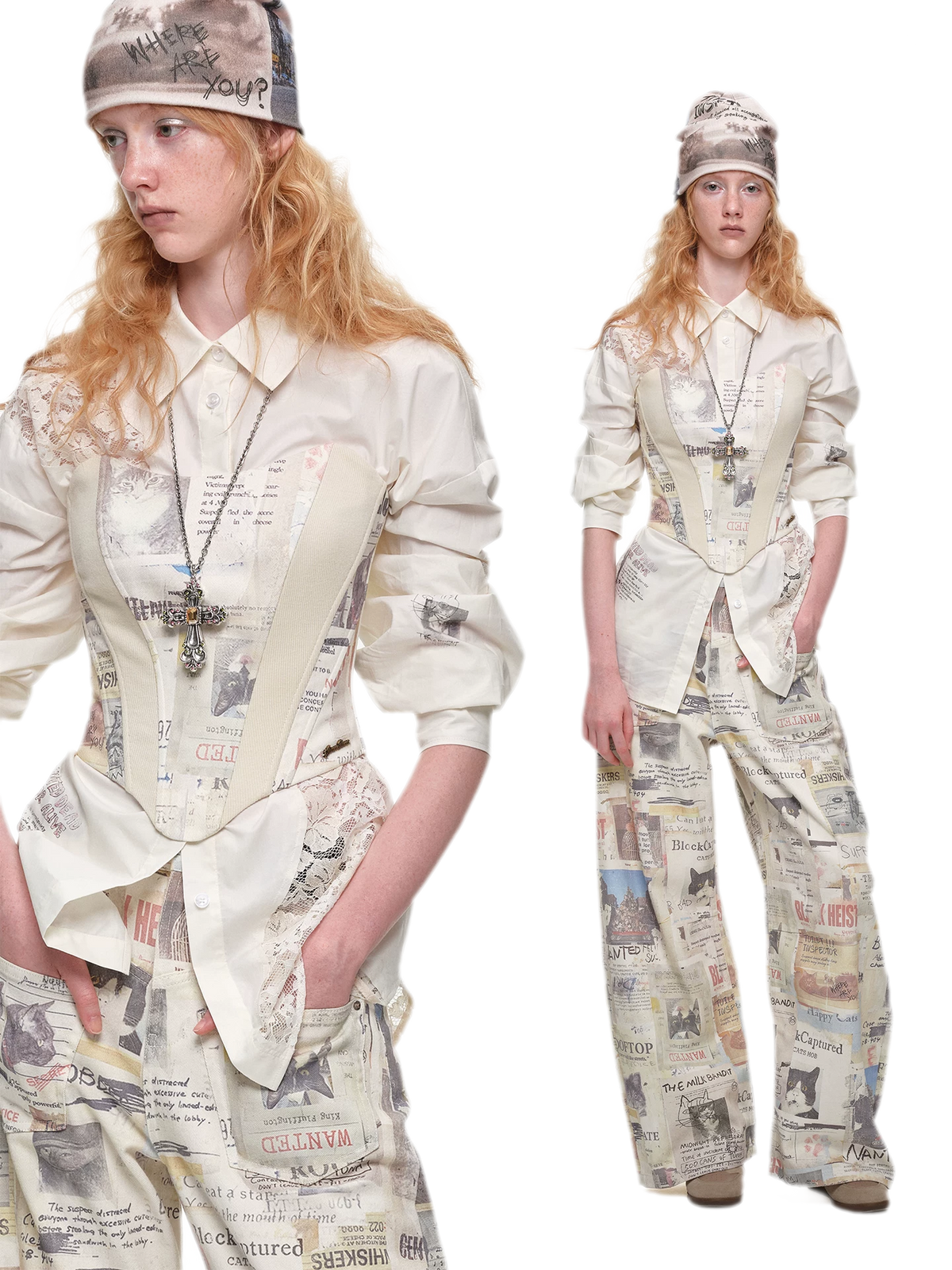 Lace Patchwork Oversized Shirt