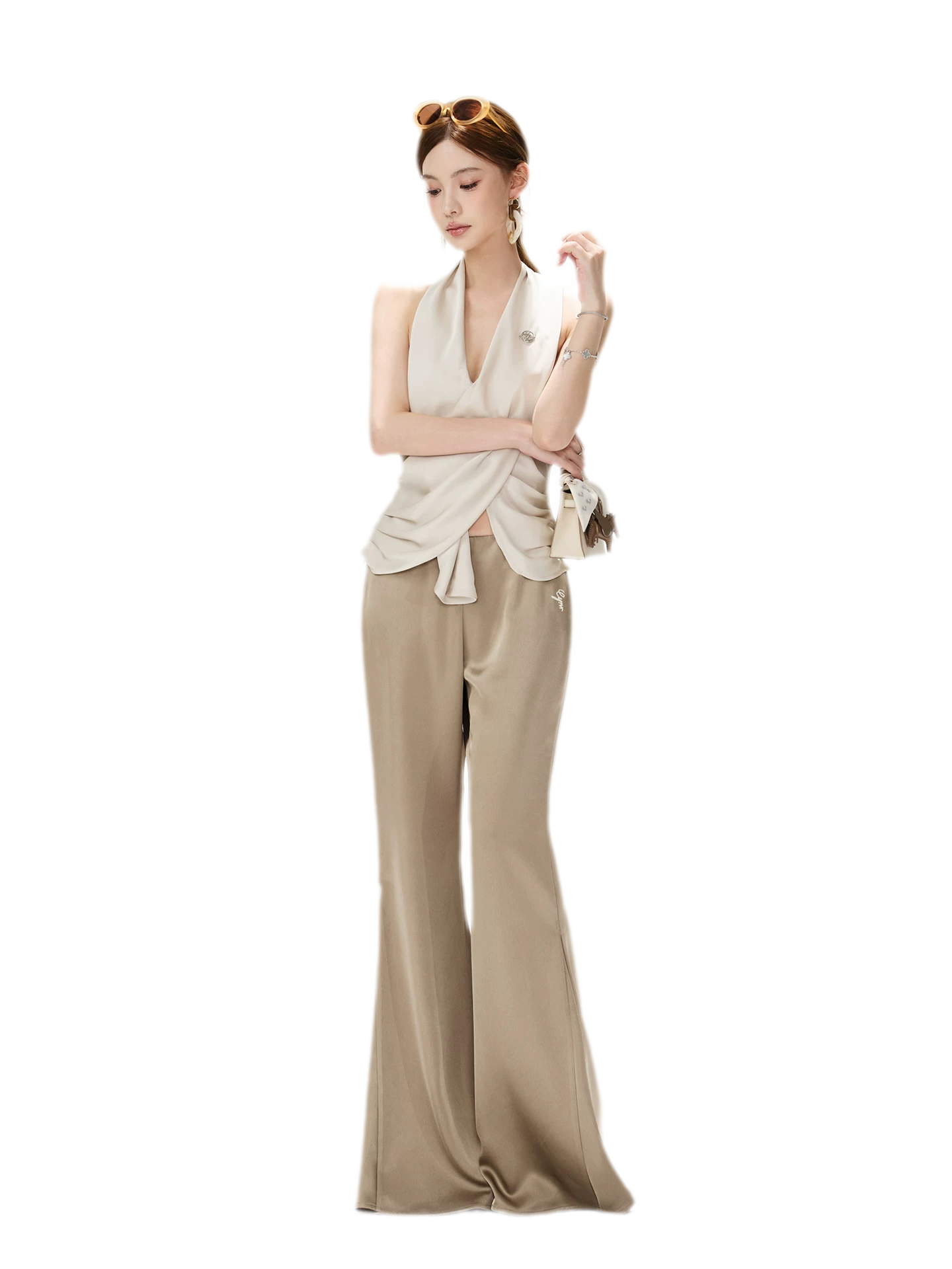 Satin Drape Flared Pants