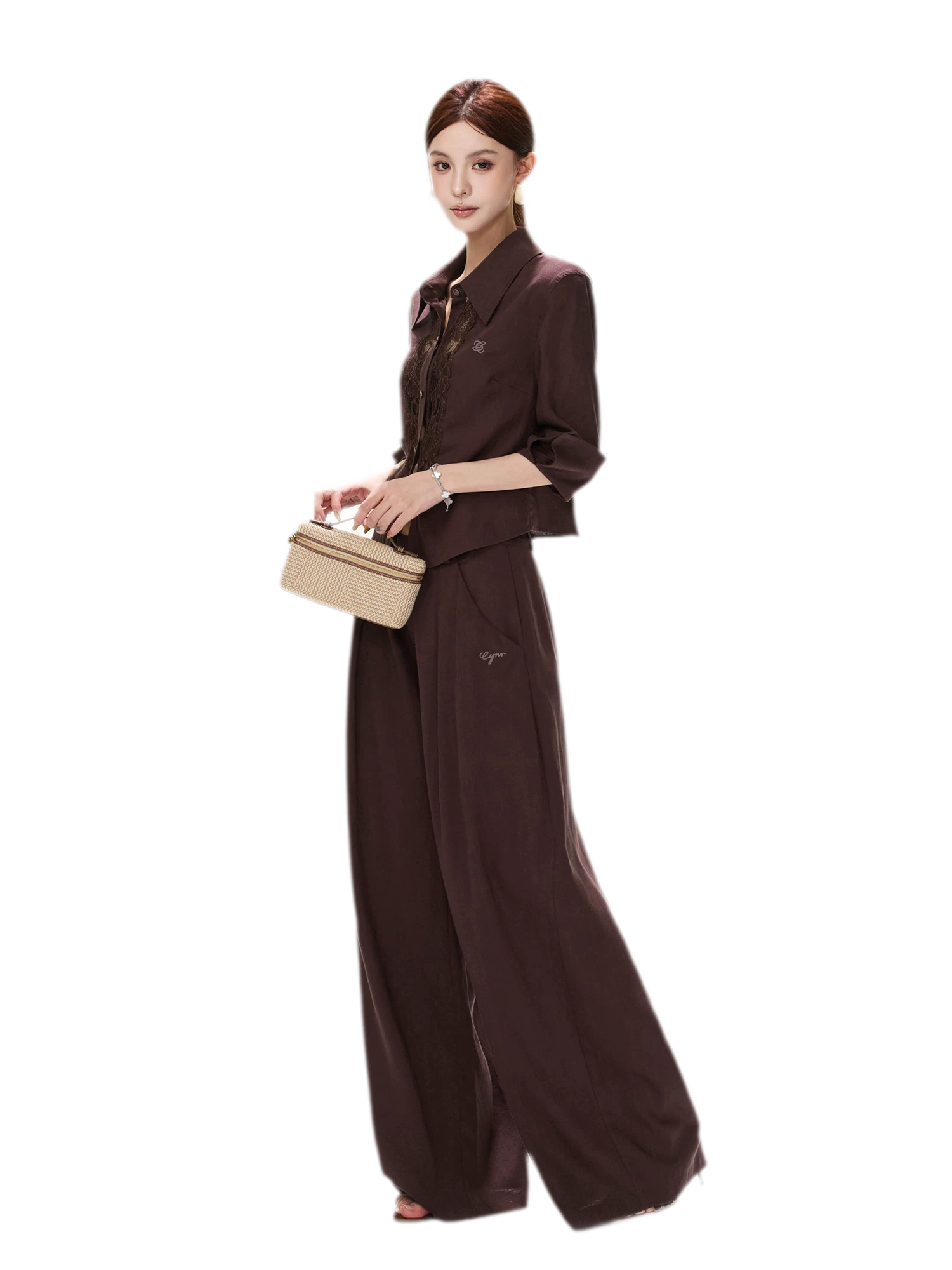 Textured Wide-Leg Linen Trousers