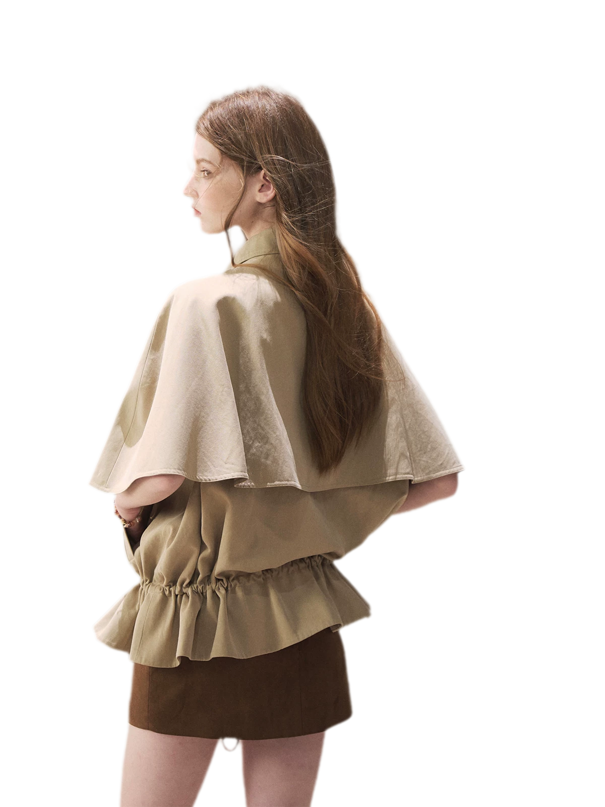 Drawstring Cape Trench Coat