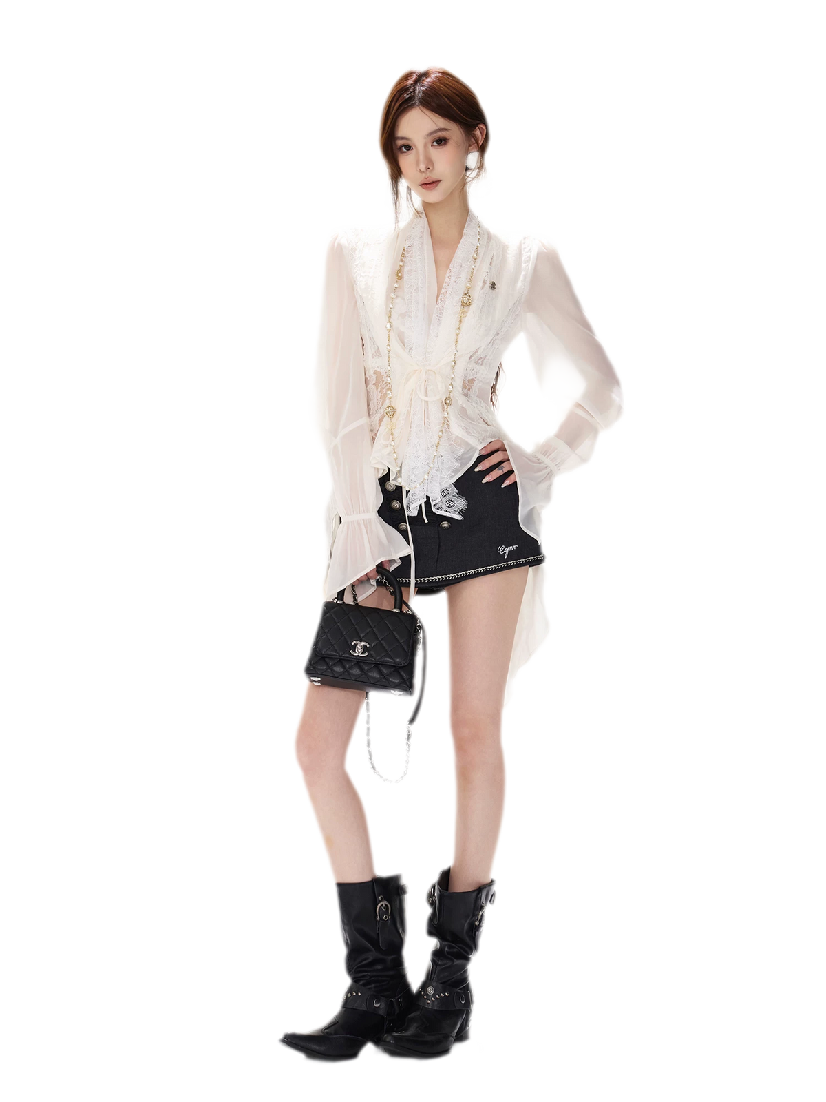 Lace Wrap Swallowtail Blouse