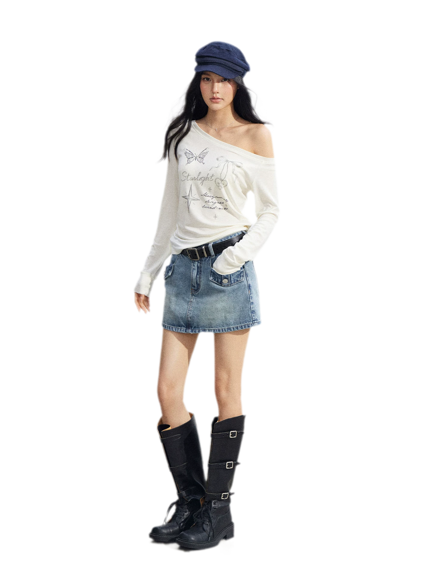 Asymmetric Off-Shoulder Sun Protection T-Shirt