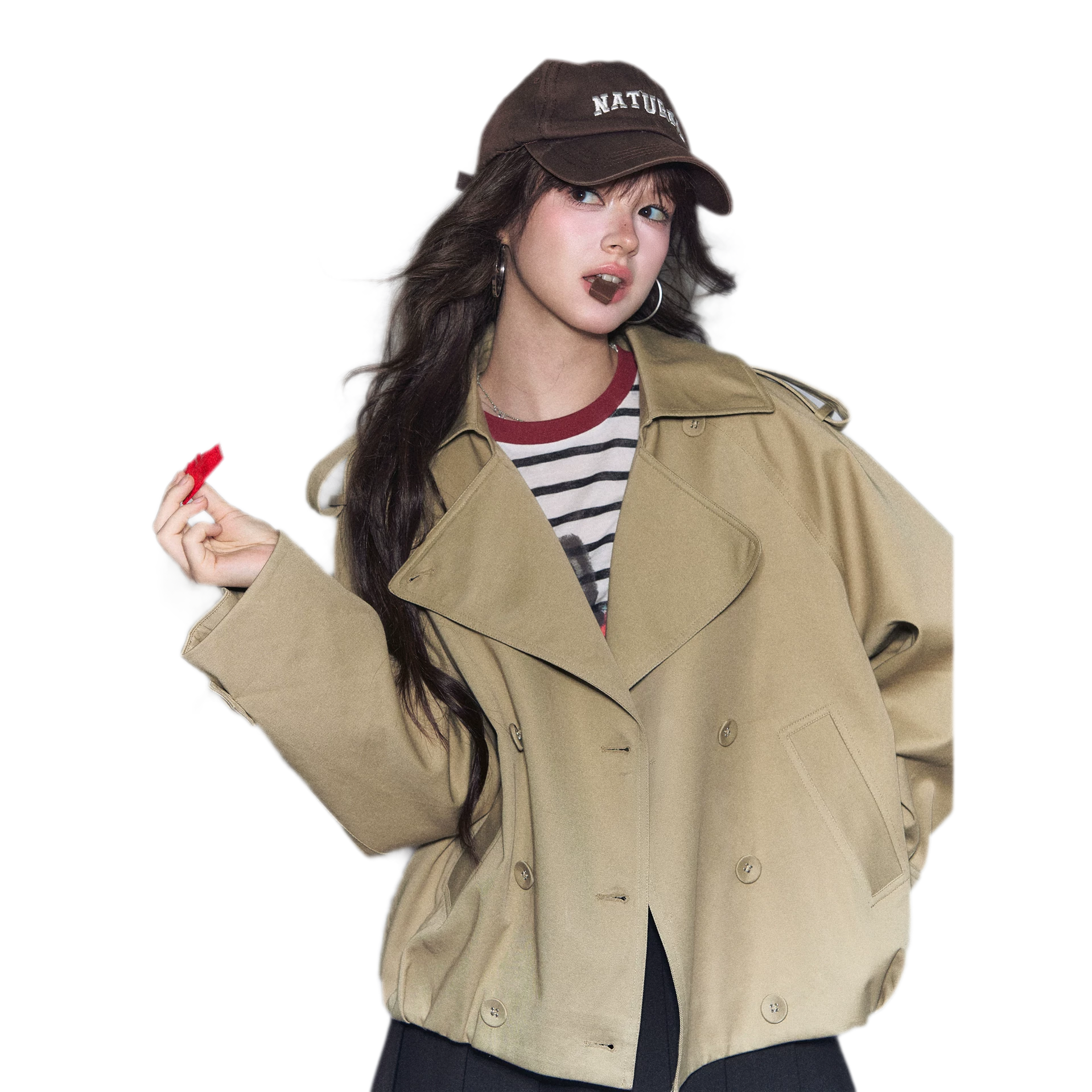 Cotton Cropped Double-Breasted Trench