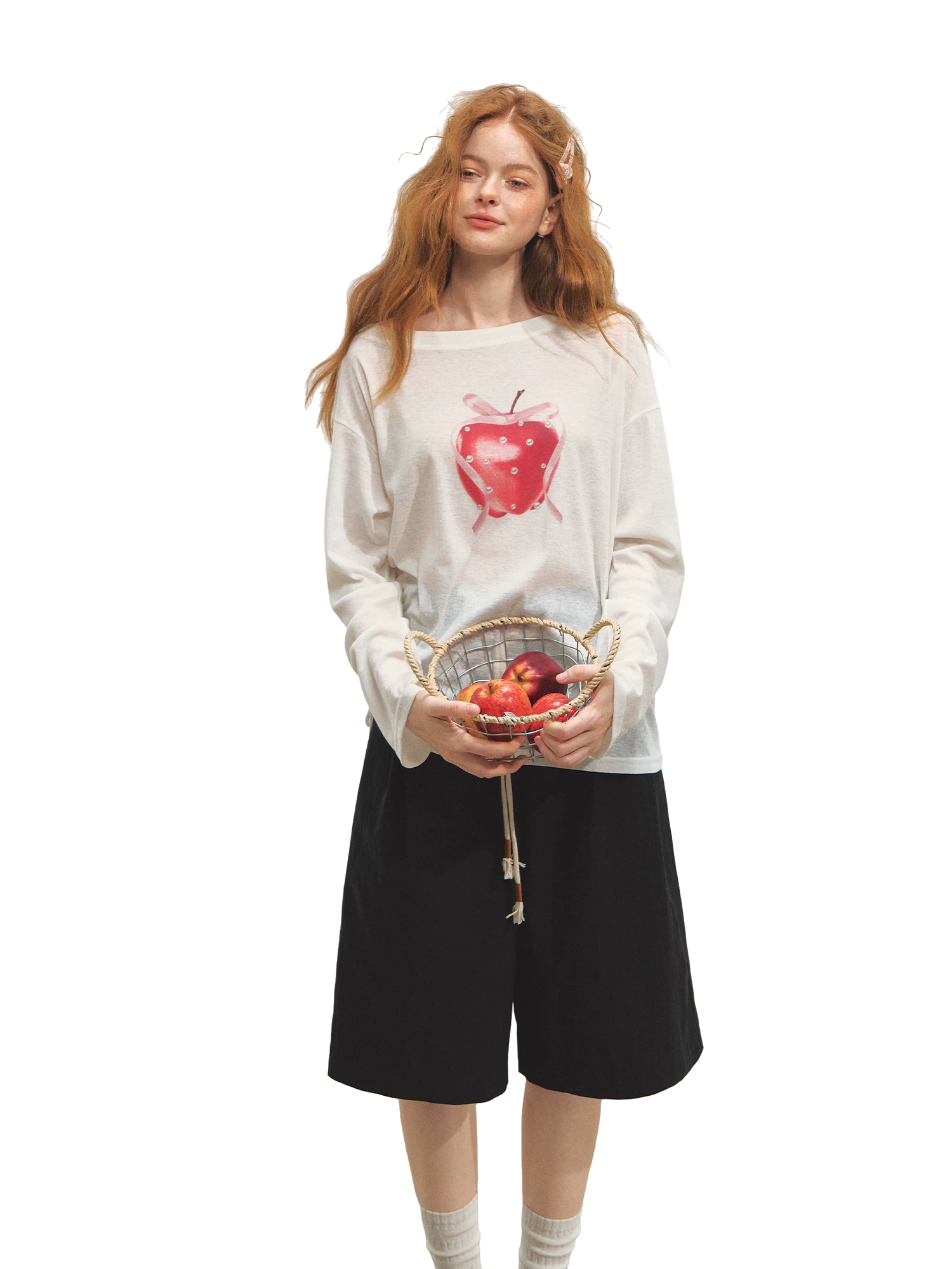 Relaxed Tie Sheer Mesh Long Sleeve T-Shirt
