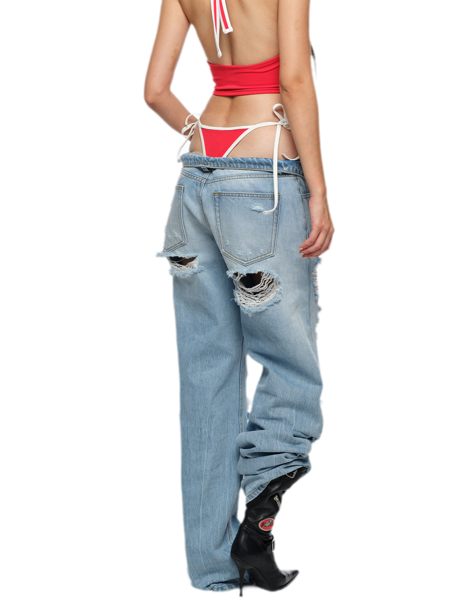 Frayed Straight-Leg Jeans