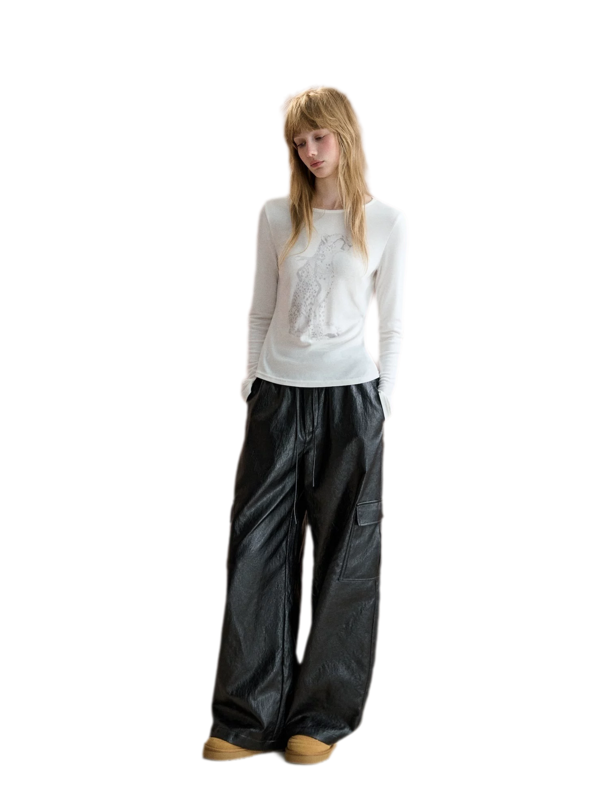 Matte Wide-Leg Cargo Pants