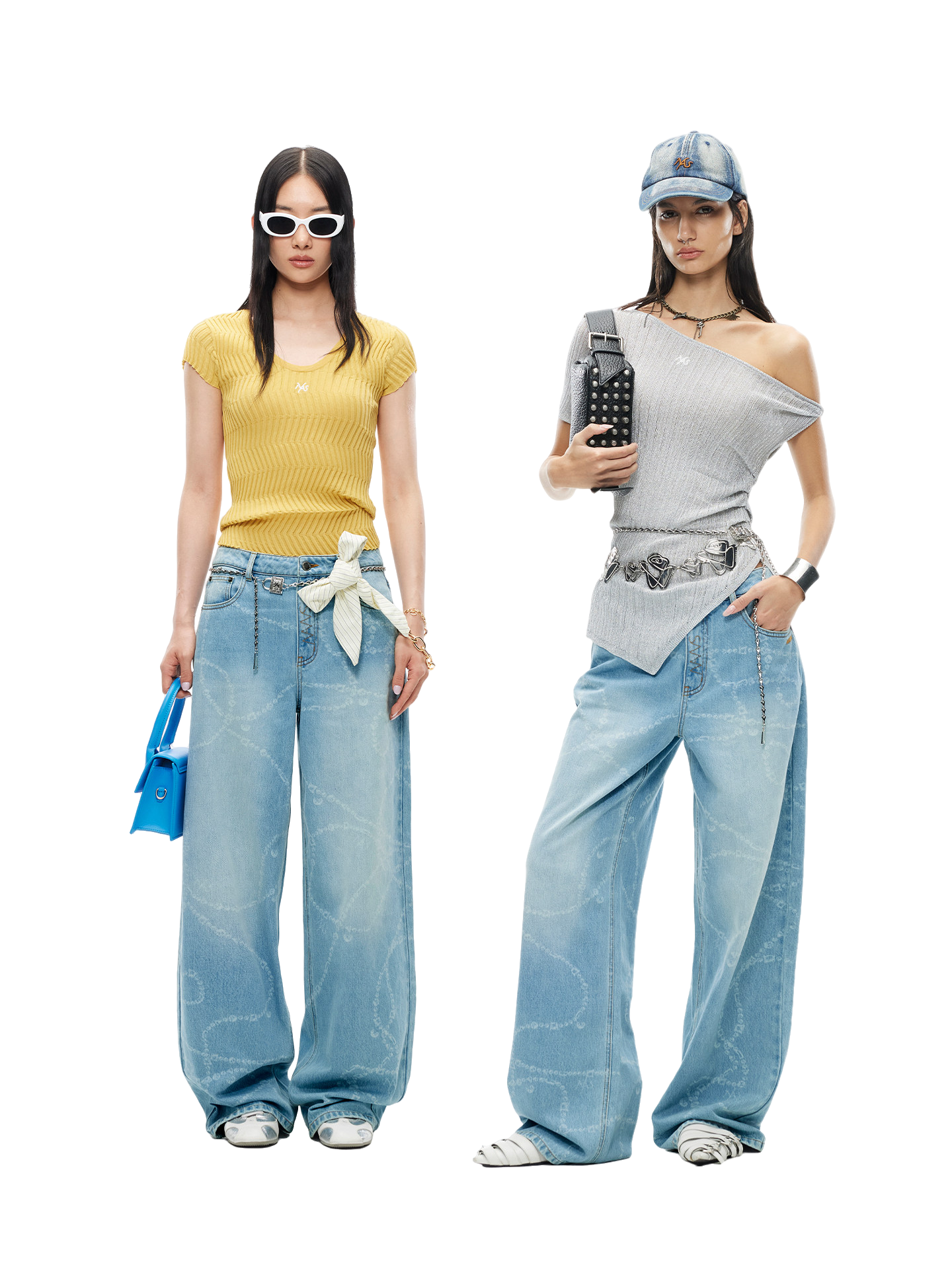 Beverly Printed Wide-Leg Denim Pants