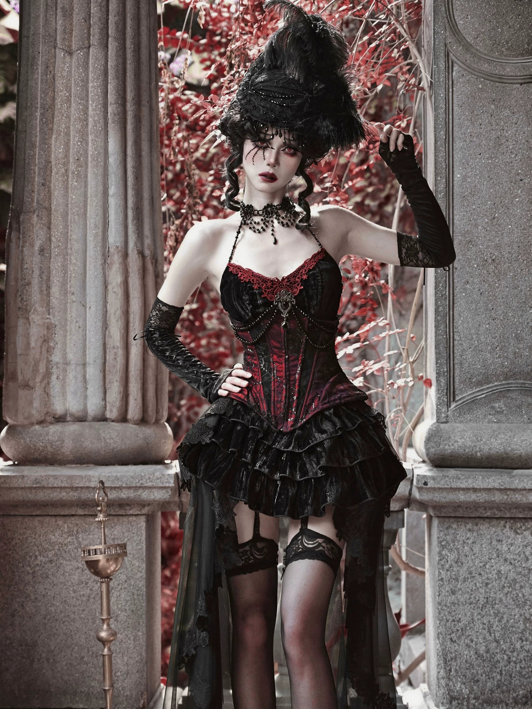Beaded Velvet Gothic Corset Dress