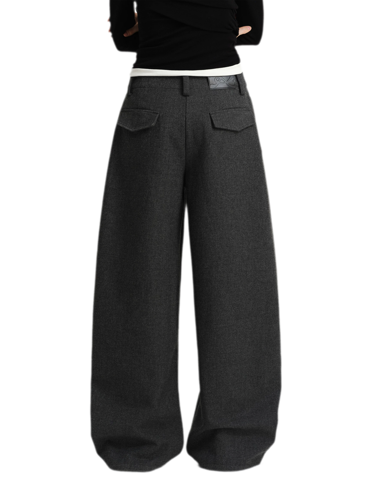 Wool Blend Pleated Wide-Leg Trousers