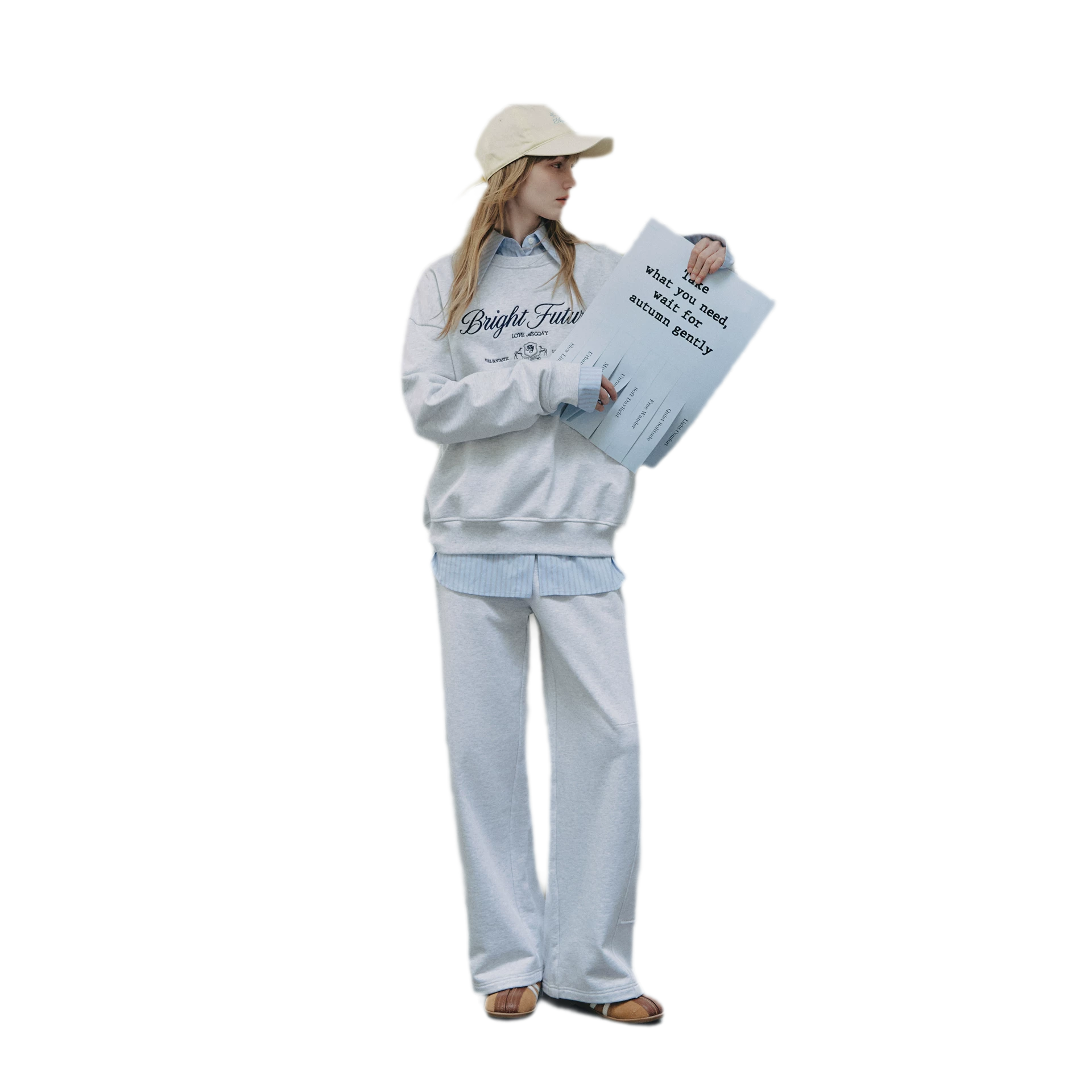 Cotton Curved Wide-Leg Pants