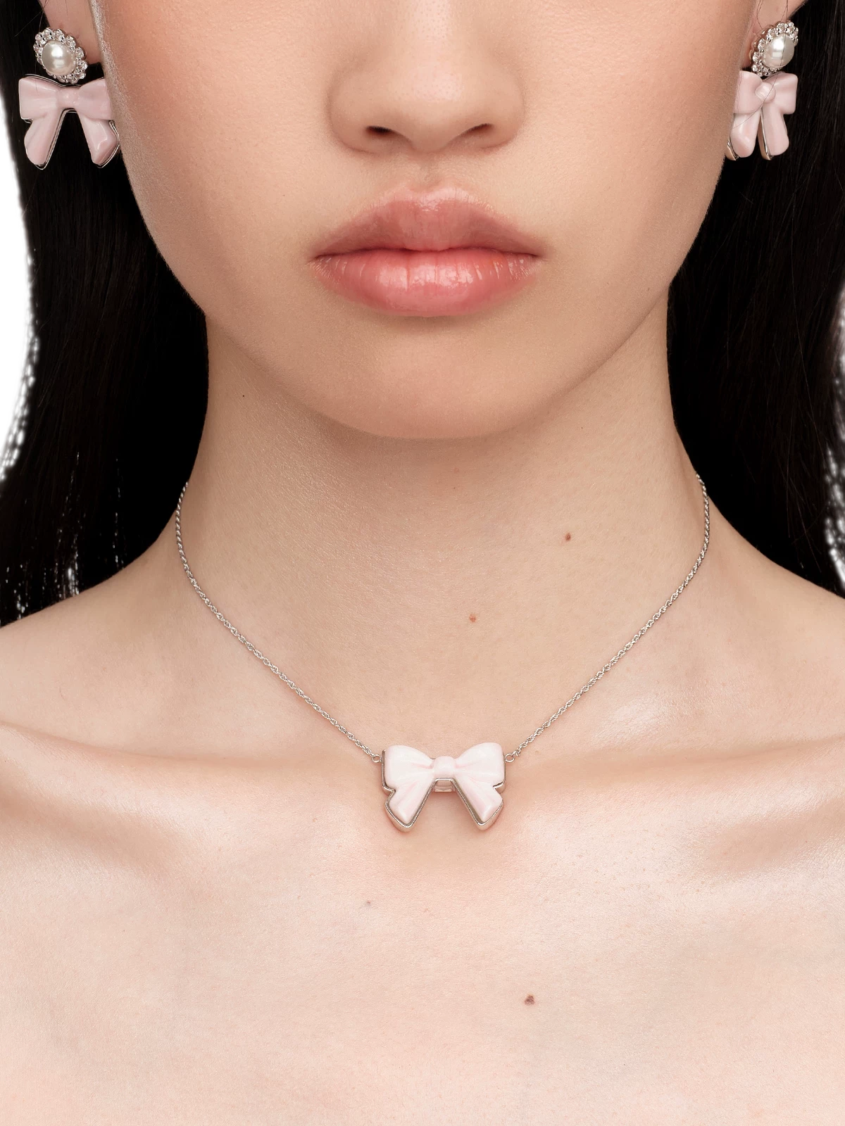 Ceramic Double-Sided Bow Necklace