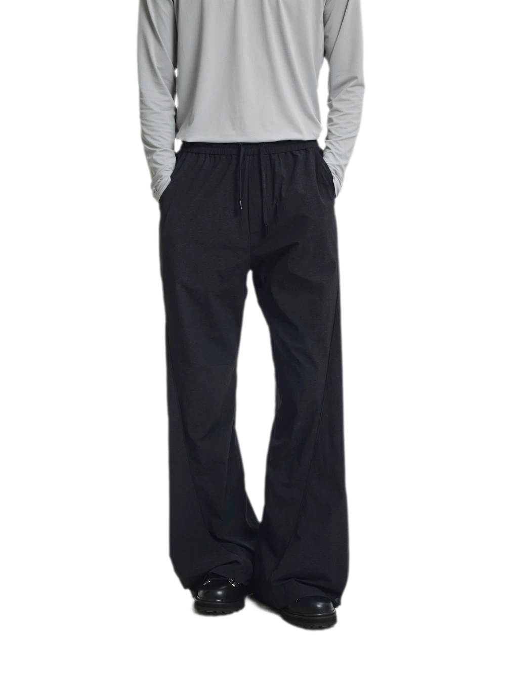 Shiny Panel Wide-Leg Nylon Pants