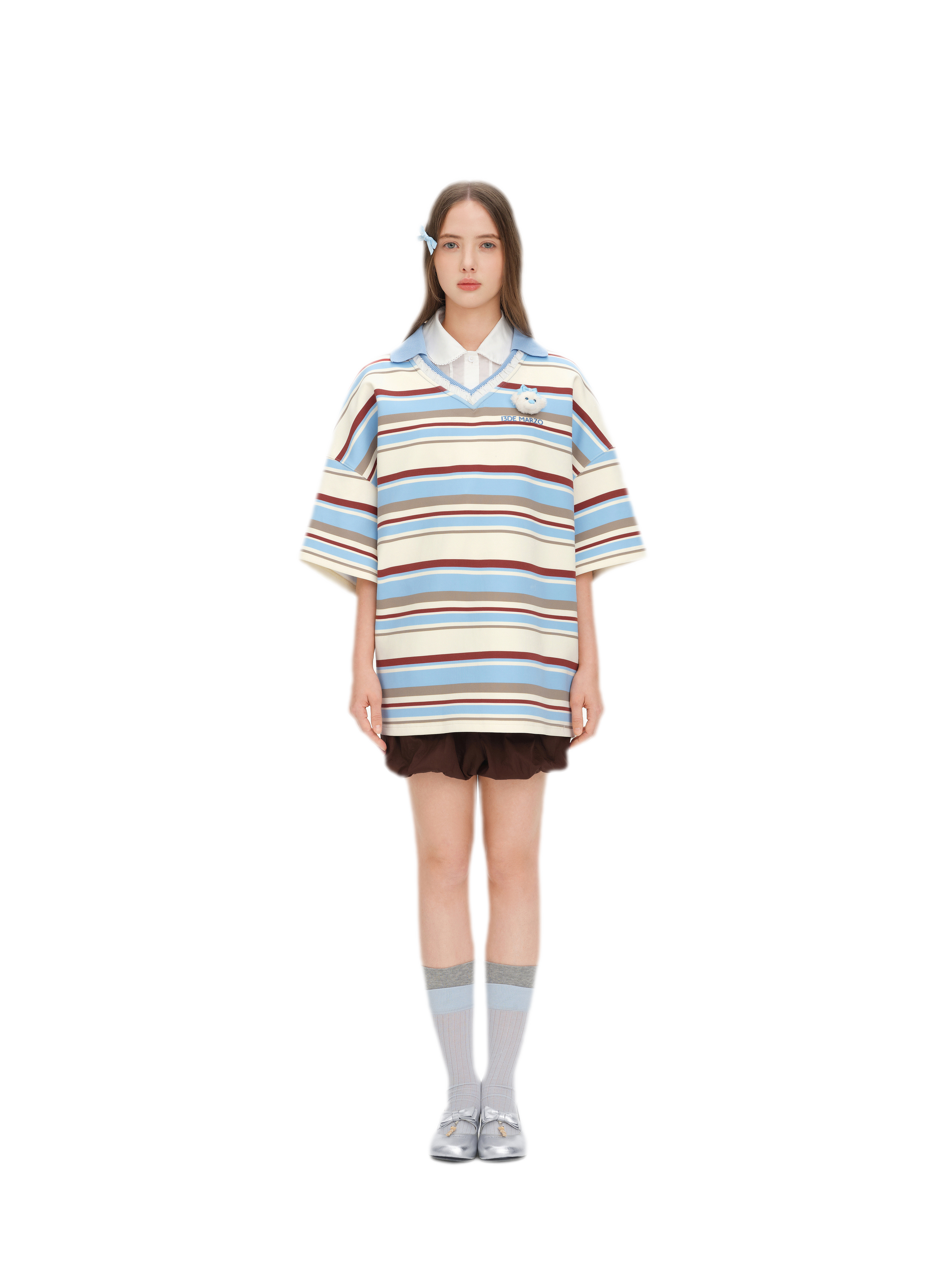 Floral Stripe Polo Tee