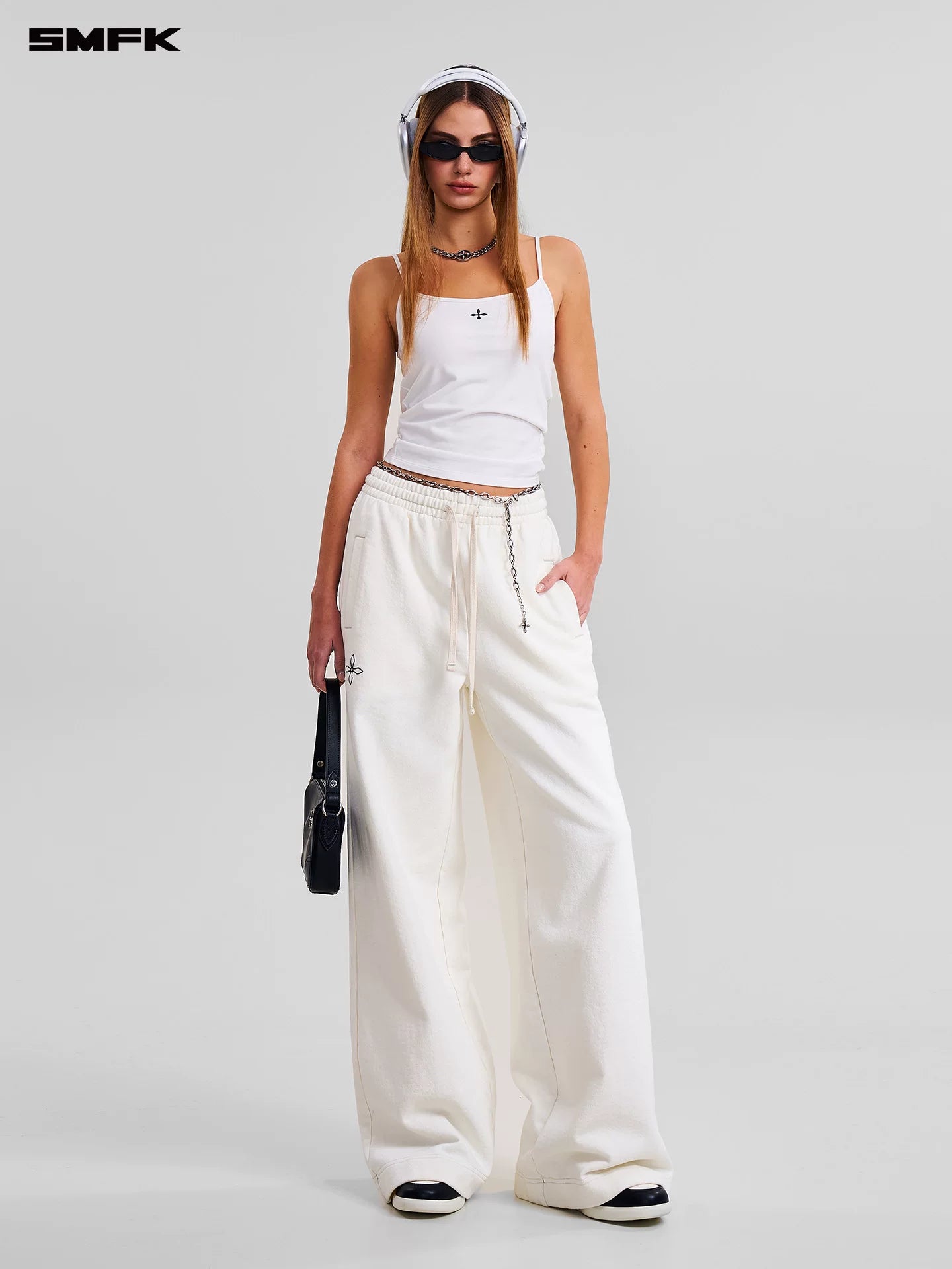 Cross Statue Wide-Leg Cotton Sweatpants