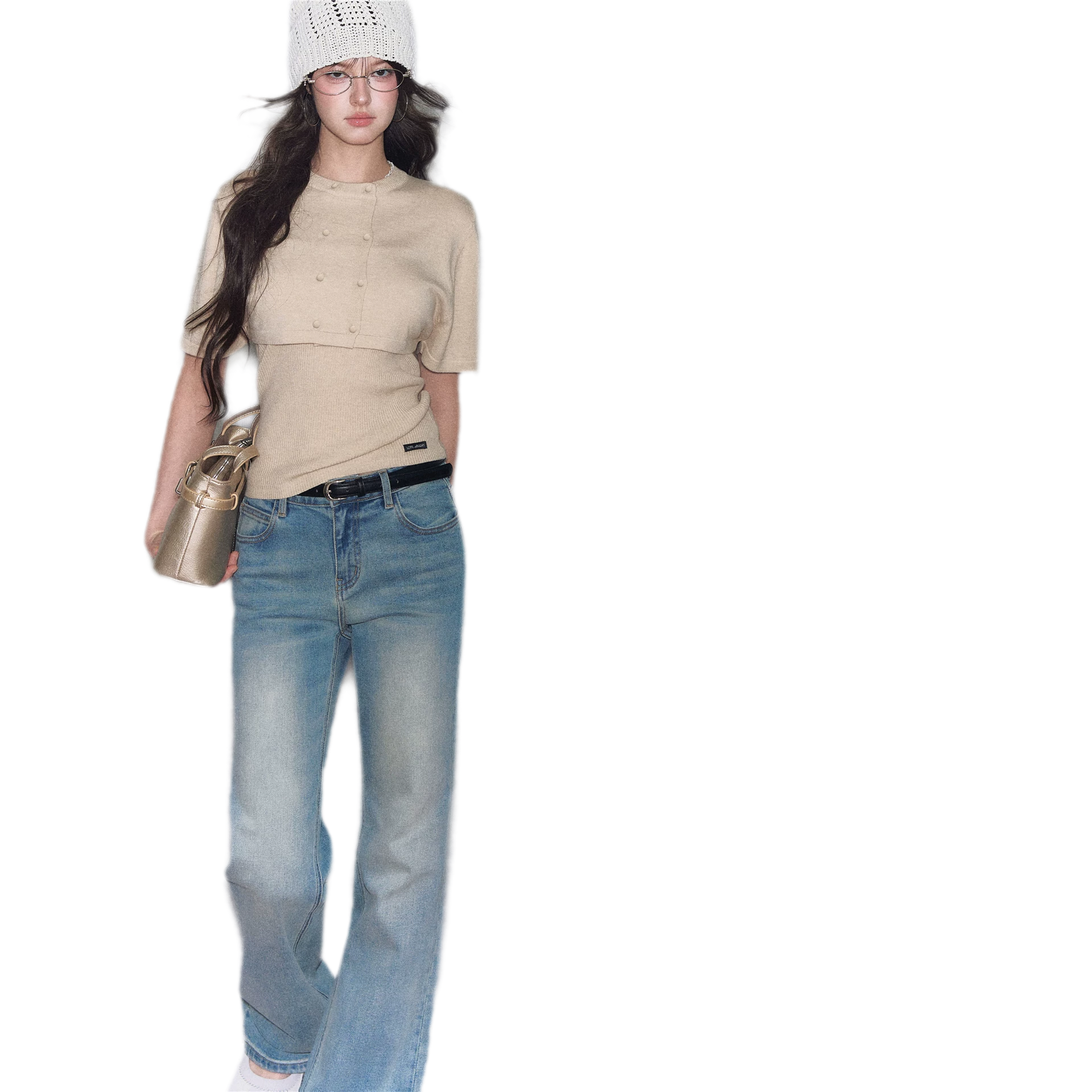Double-Breasted Cropped Cape Cardigan