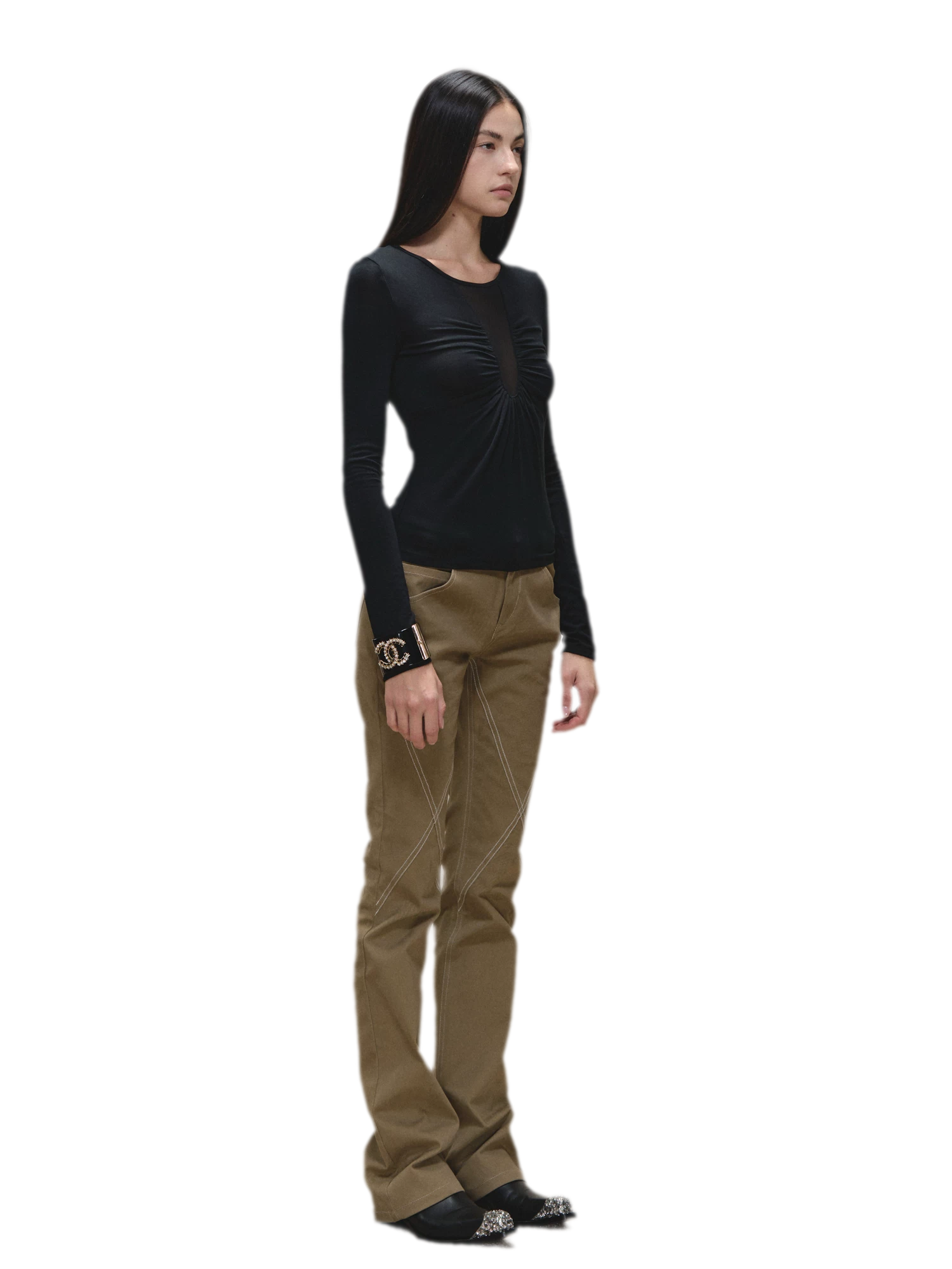 Vintage Distressed Khaki Slim Fit Casual Pants