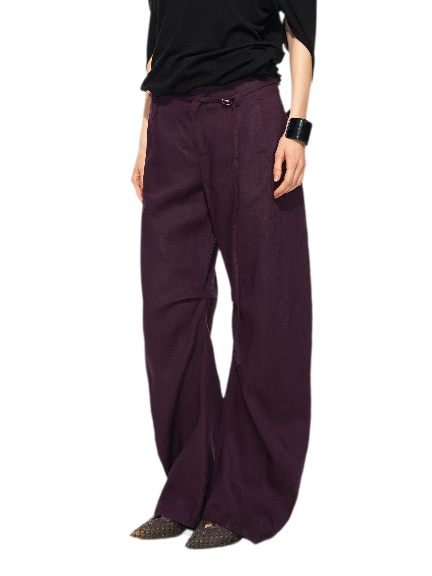 Linen Curved Wide Pants